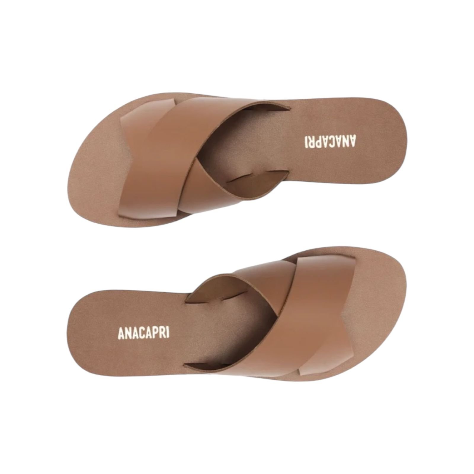 Sandalia Rasteira Feminina Anacapri Couro Tiras Cruzadas Marrom Marrom 3