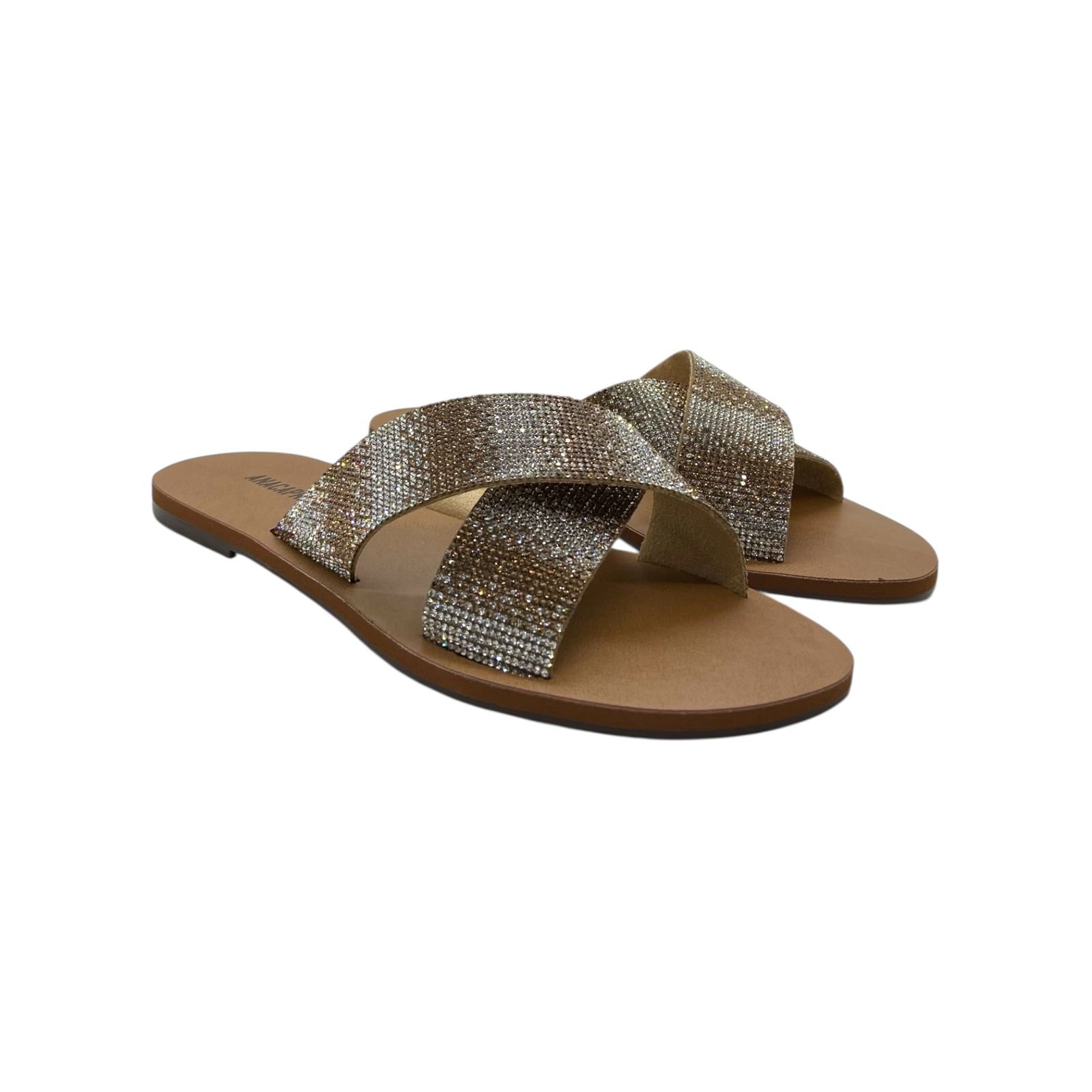 Sandalia Rasteira Feminina Anacapri Tiras Cruzadas Glam Multicolor Prata Prata/Dourado 2