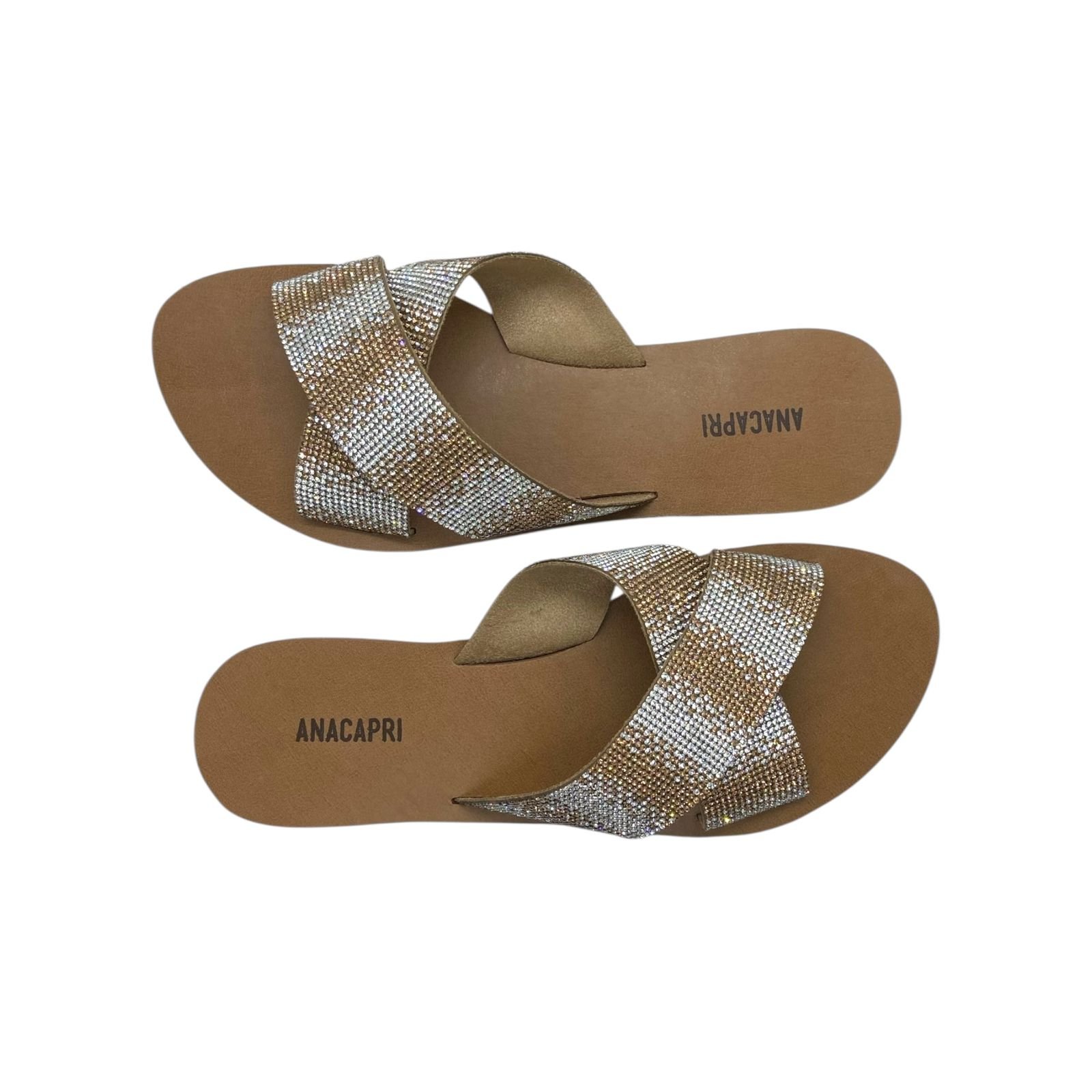 Sandalia Rasteira Feminina Anacapri Tiras Cruzadas Glam Multicolor Prata Prata/Dourado 4
