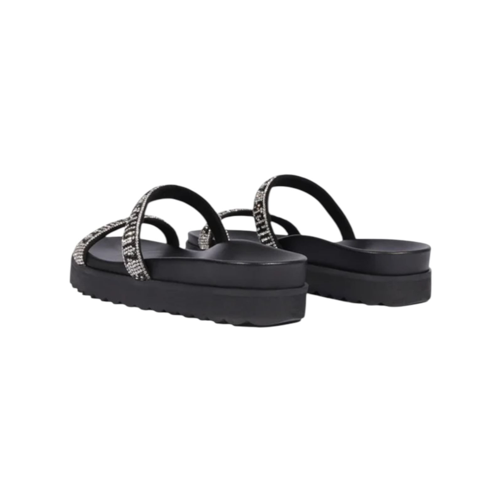 Sandalia Papete Feminina Schutz Tiras Strass Preto Preto 3