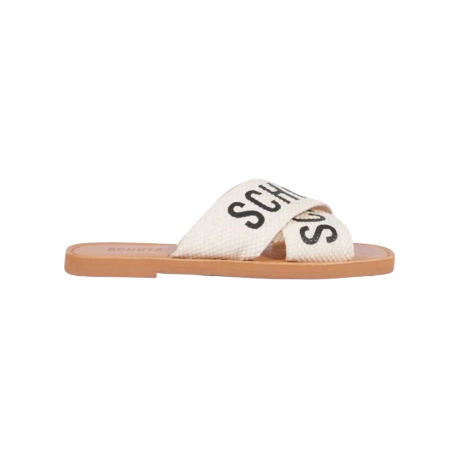 Sandalia Rasteira Feminina Schutz Logo De X Branco
