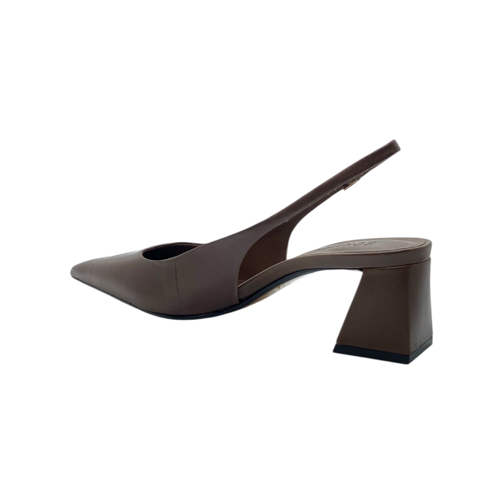 Scarpin Feminino Schutz Couro Slingback Salto Médio Bloco Marrom Marrom 3