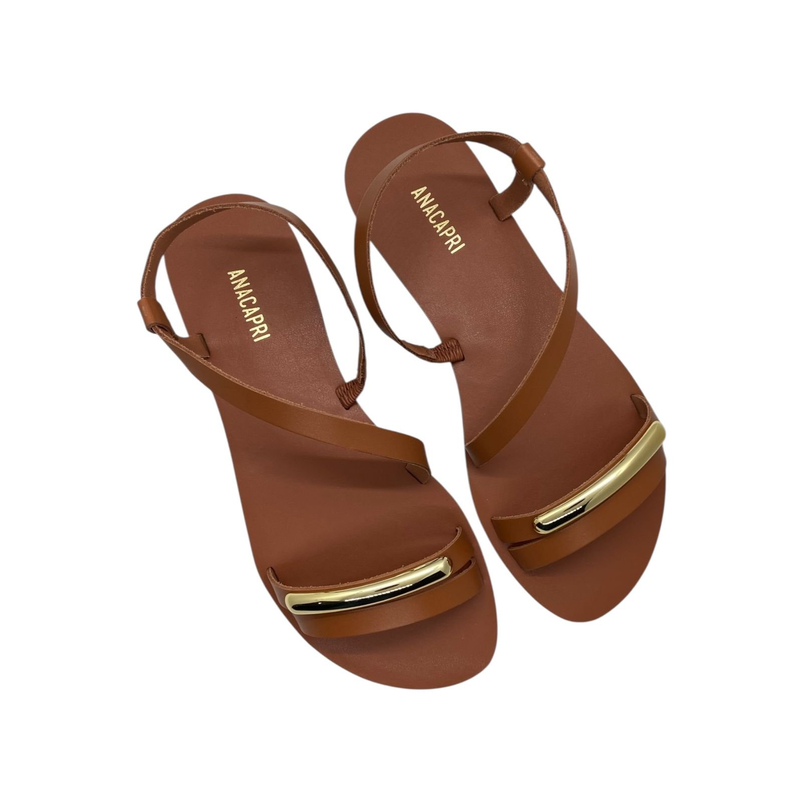 Sandalia Feminina Anacapri Tiras Finas Caramelo Marrom 4