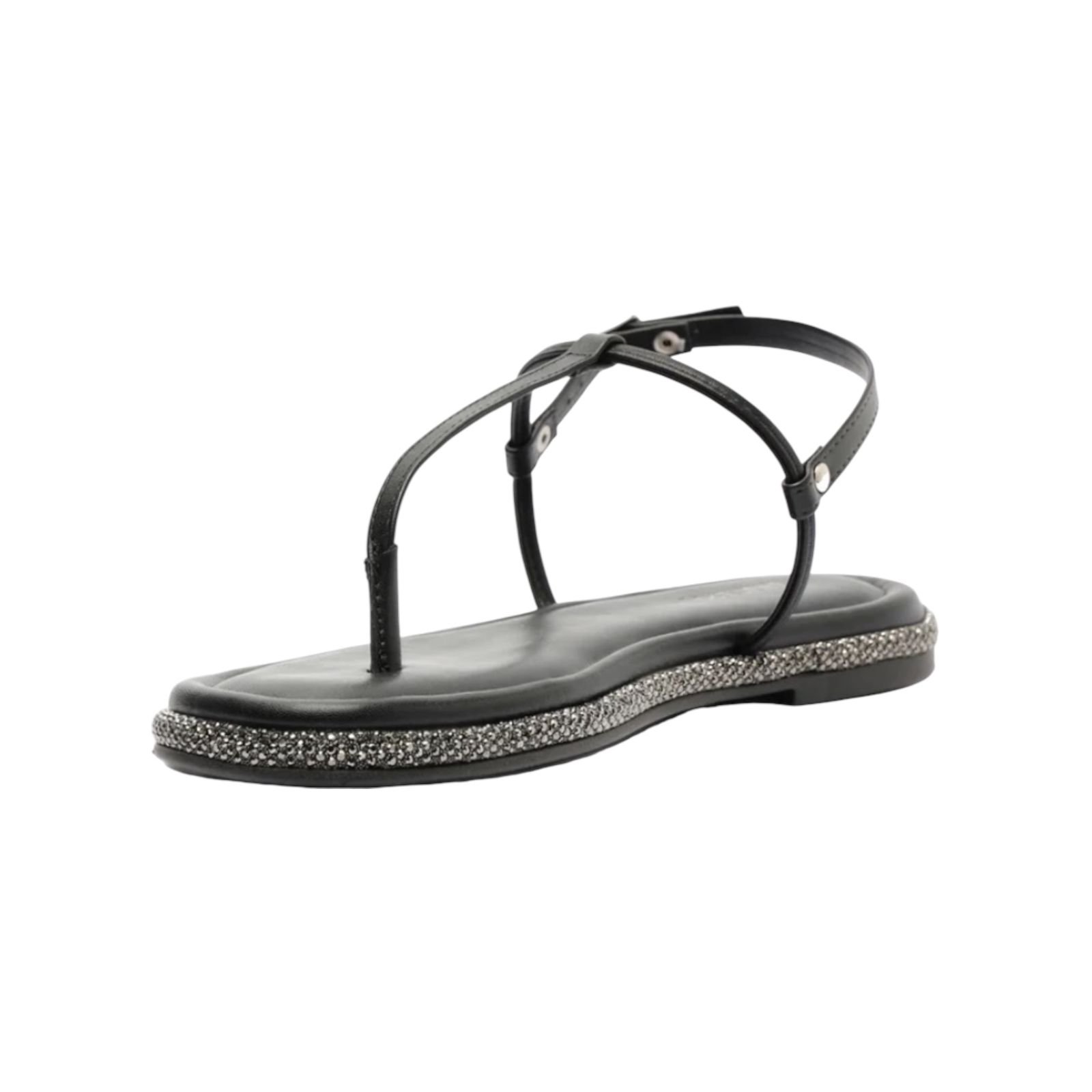 Sandalia Rasteira Feminina Anacapri Slim Sola Glam Preto Preto 3