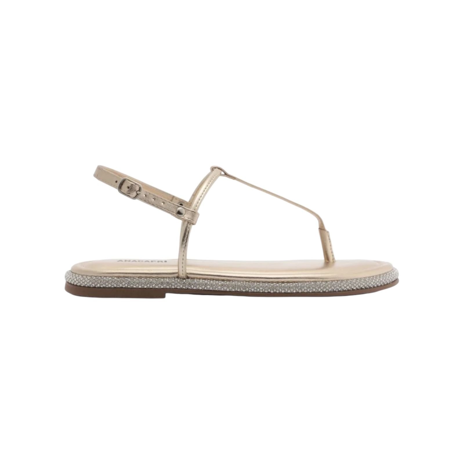 Sandalia Rasteira Feminina Anacapri Slim Sola Glam Dourada