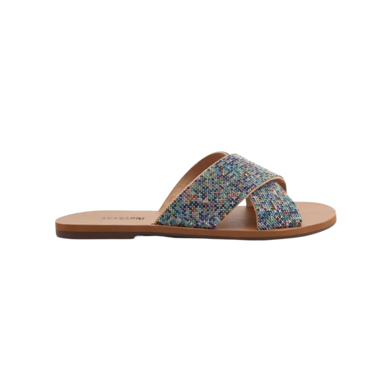 Sandalia Rasteira Camurca Brilhosa Multicolor Anacapri Feminino Azul