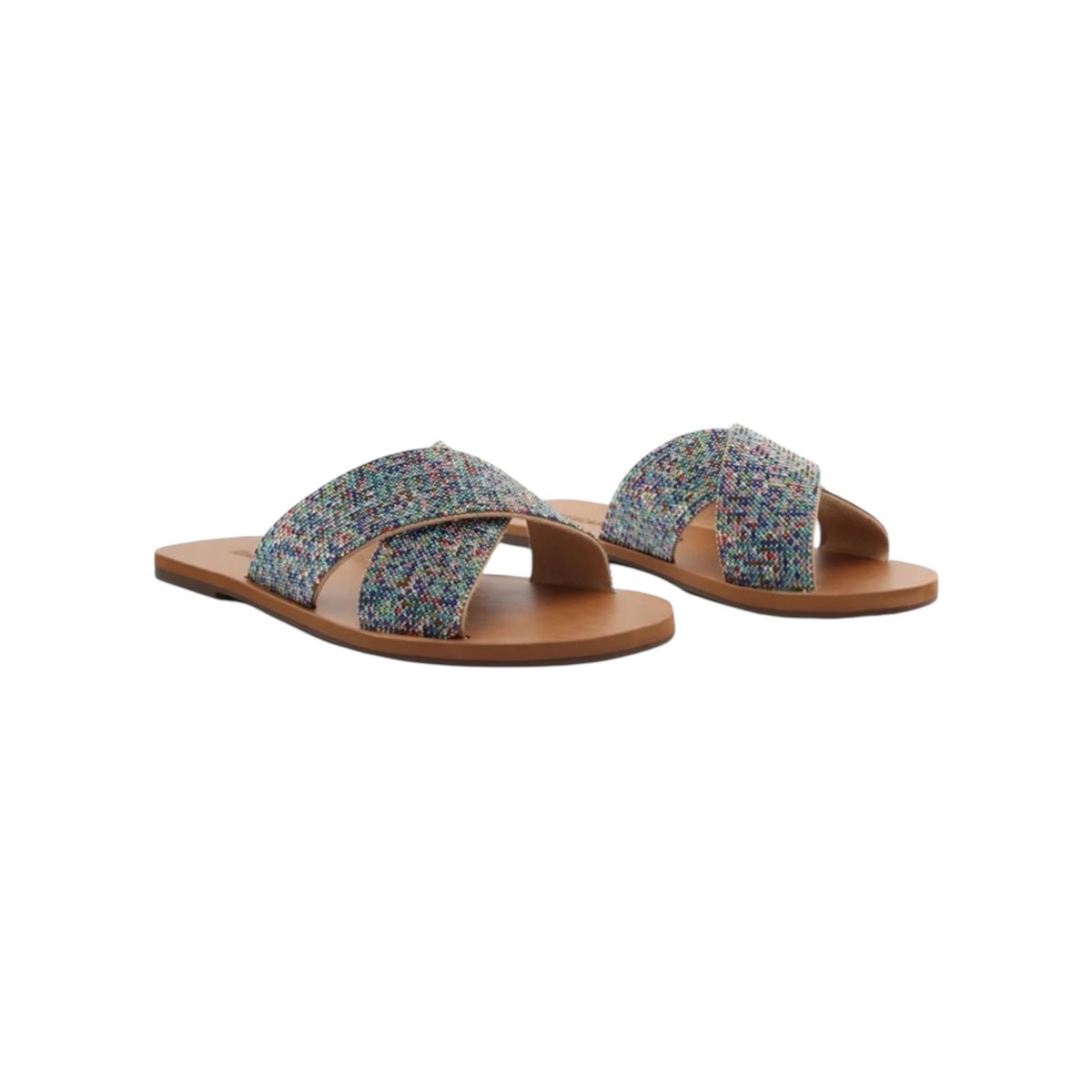 Sandalia Rasteira Camurca Brilhosa Multicolor Anacapri Feminino Azul Multicores 2