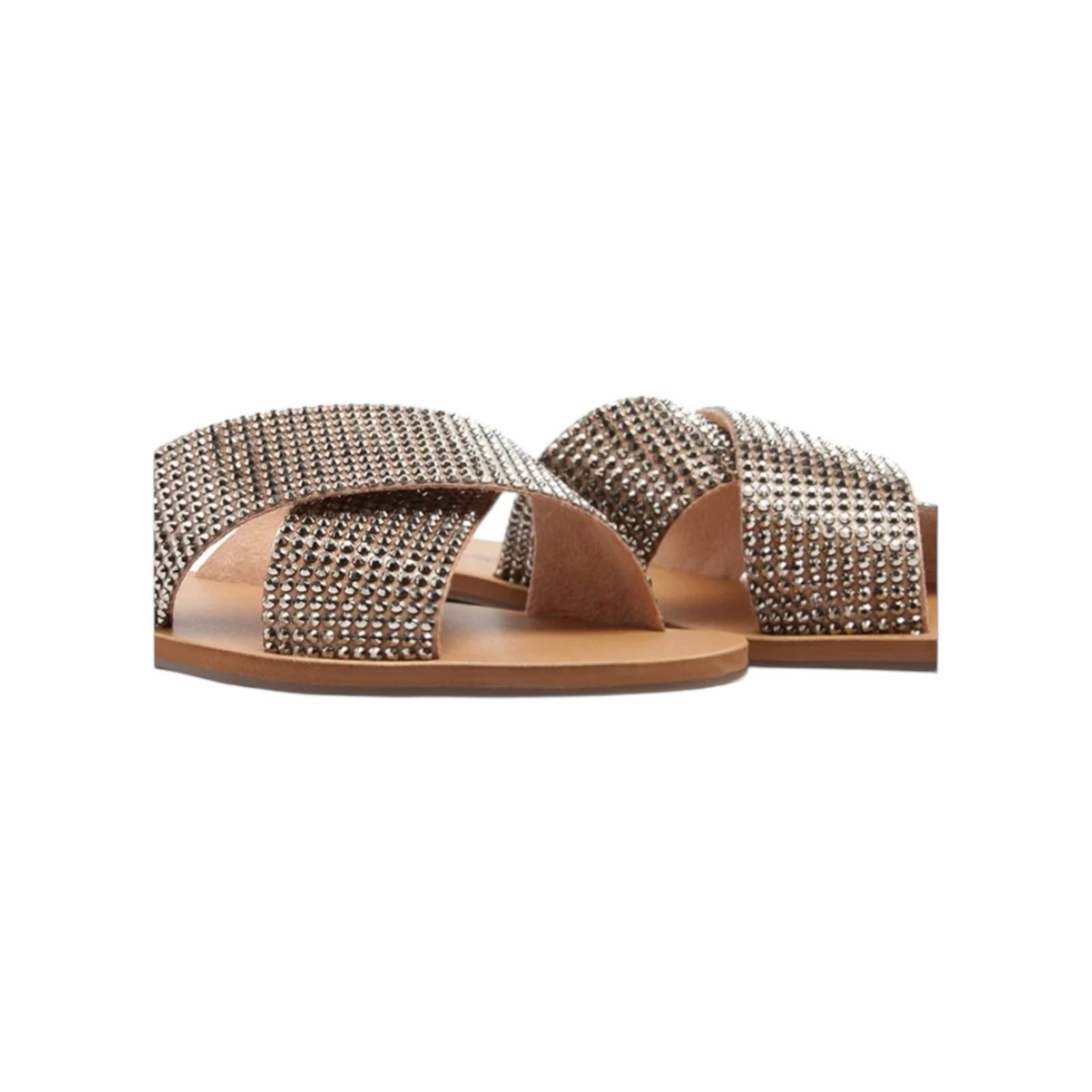 Sandalia Rasteira Tiras Cruzadas Brilho Anacapri Feminino Nude Nude 3