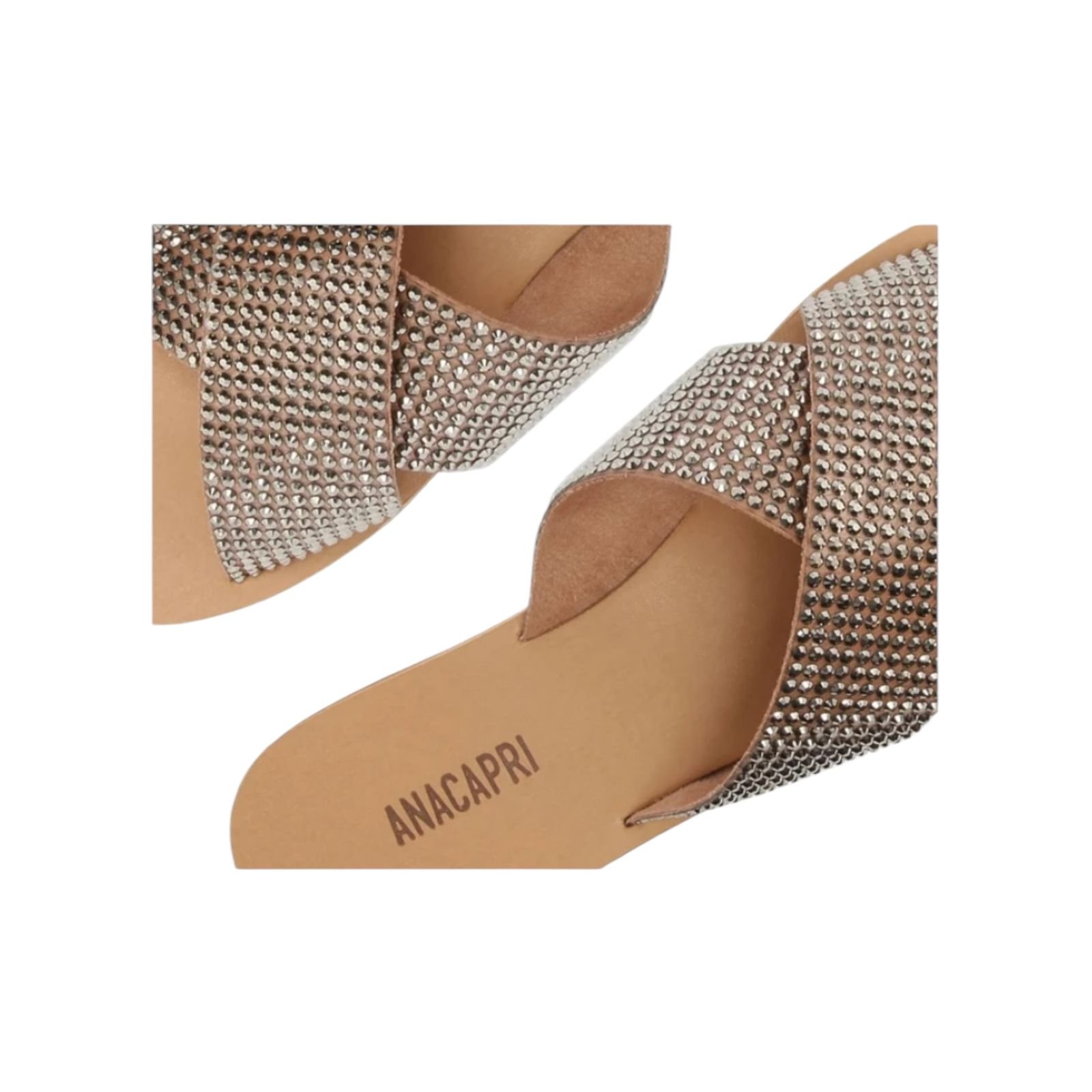 Sandalia Rasteira Tiras Cruzadas Brilho Anacapri Feminino Nude Nude 4