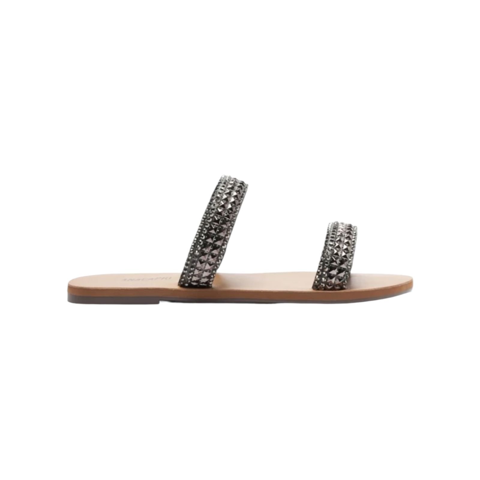 Sandalia Rasteira Duas Tiras Brilho Anacapri Feminino Preto