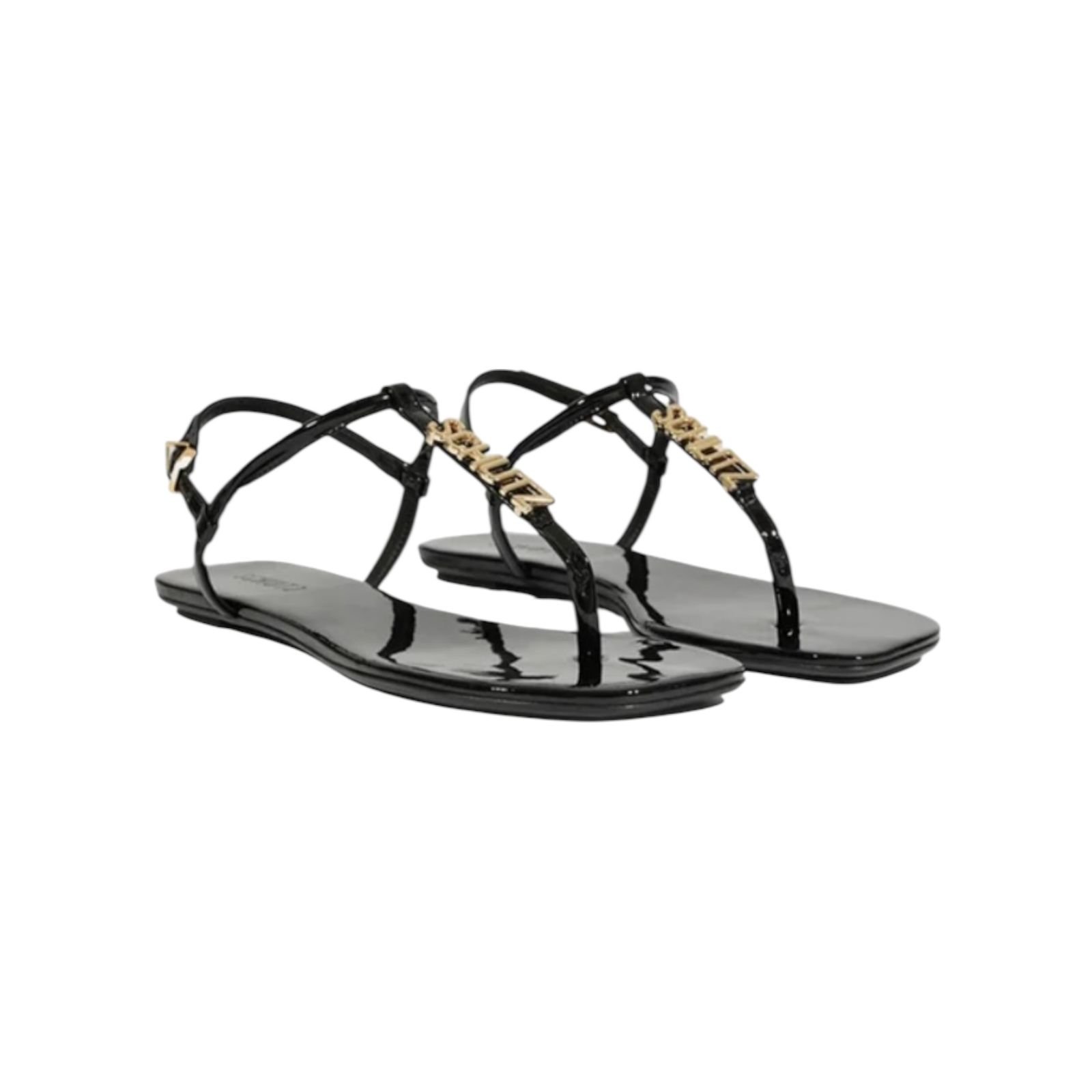 Sandalia Rasteira Cristal Schutz Feminino Preto Preto 2