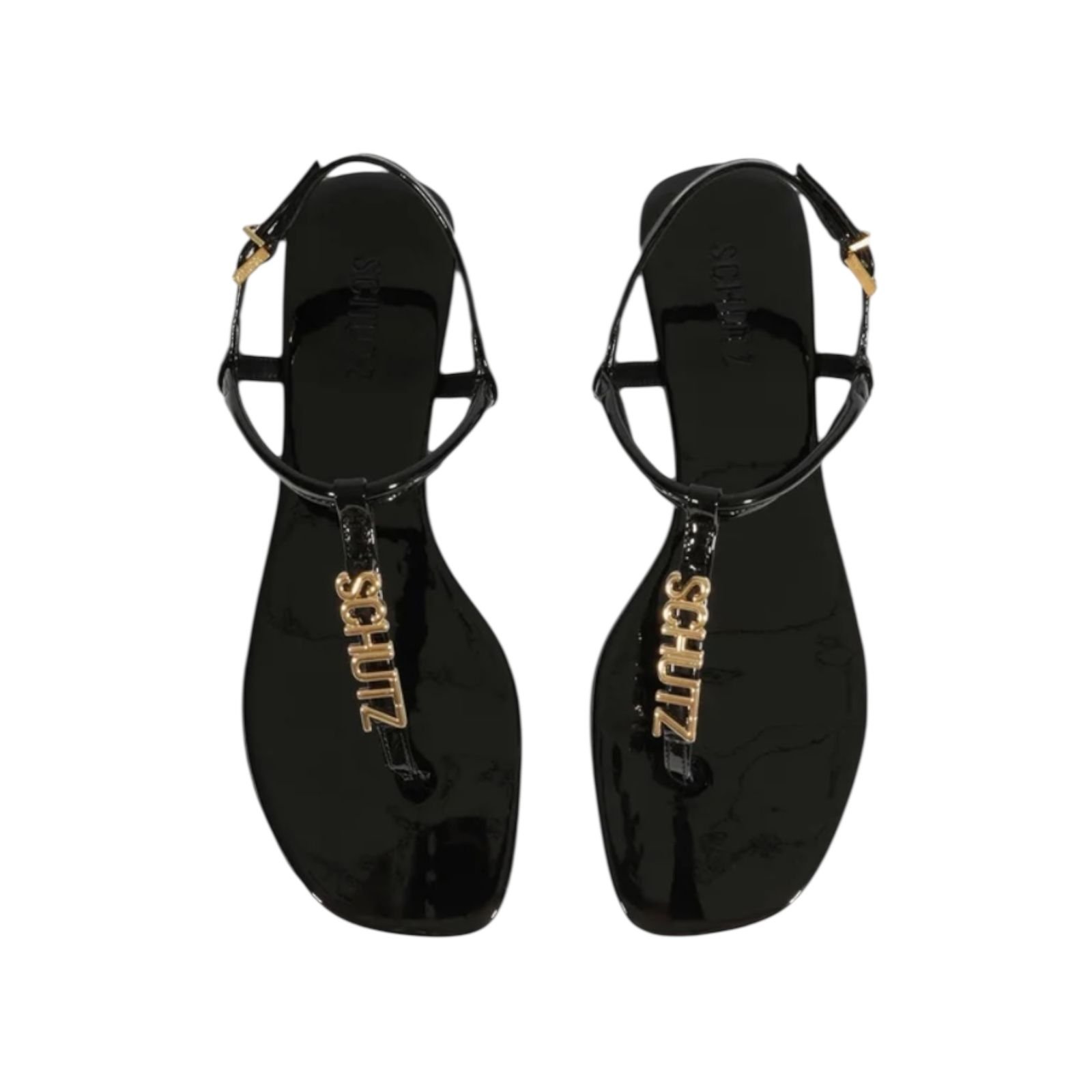 Sandalia Rasteira Cristal Schutz Feminino Preto Preto 3