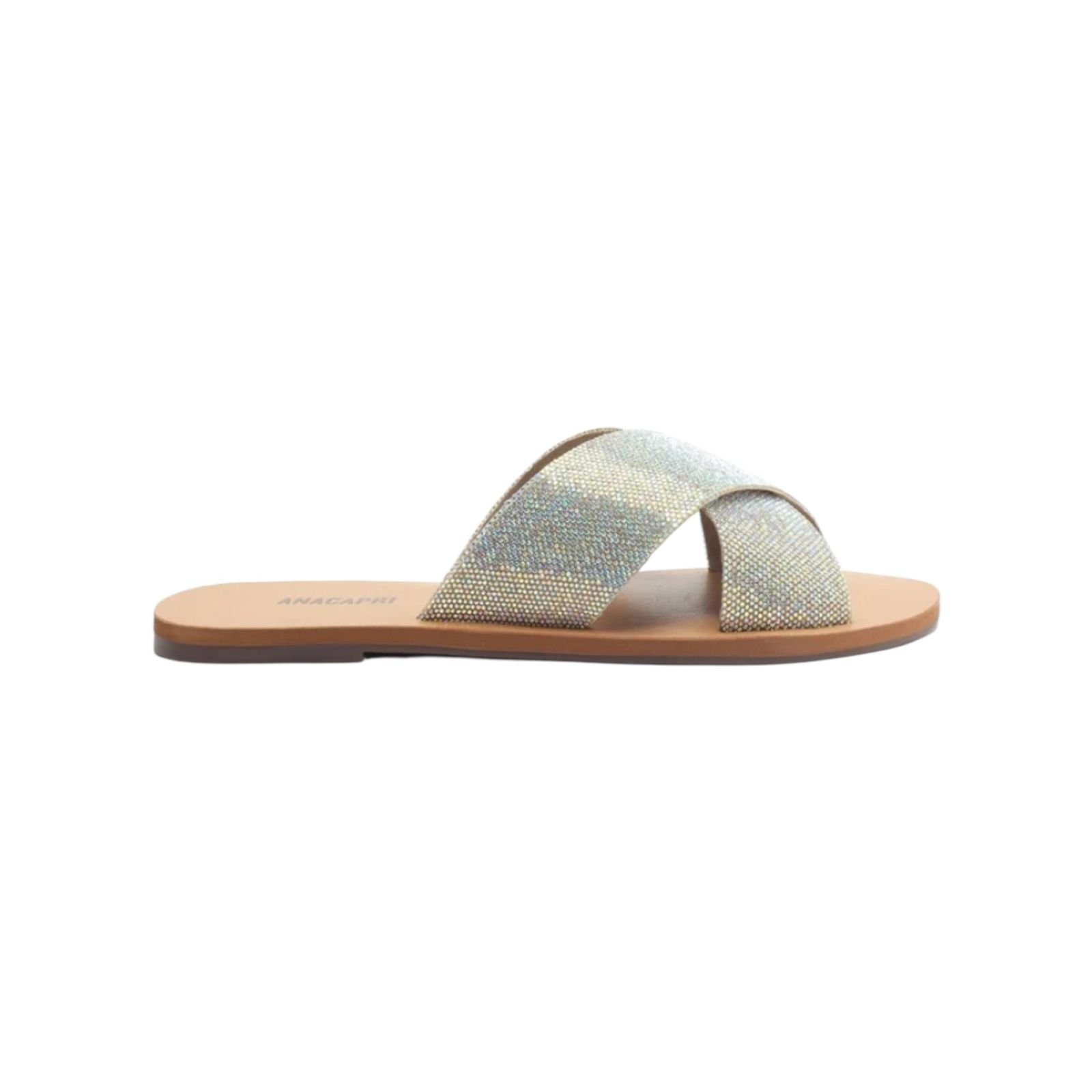 Sandália Rasteira Tiras Cruzadas Glam Anacapri Feminino Prata