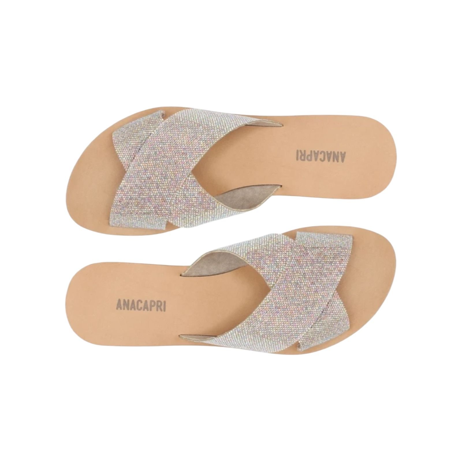 Sandália Rasteira Tiras Cruzadas Glam Anacapri Feminino Prata Prata 3