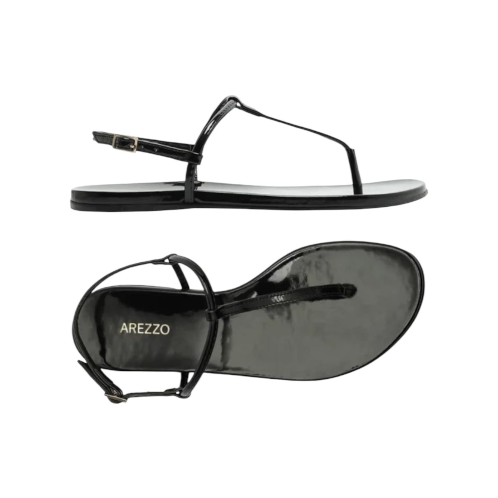 Sandalia Rasteira Basic Verniz Arezzo Feminino Preto Preto 4