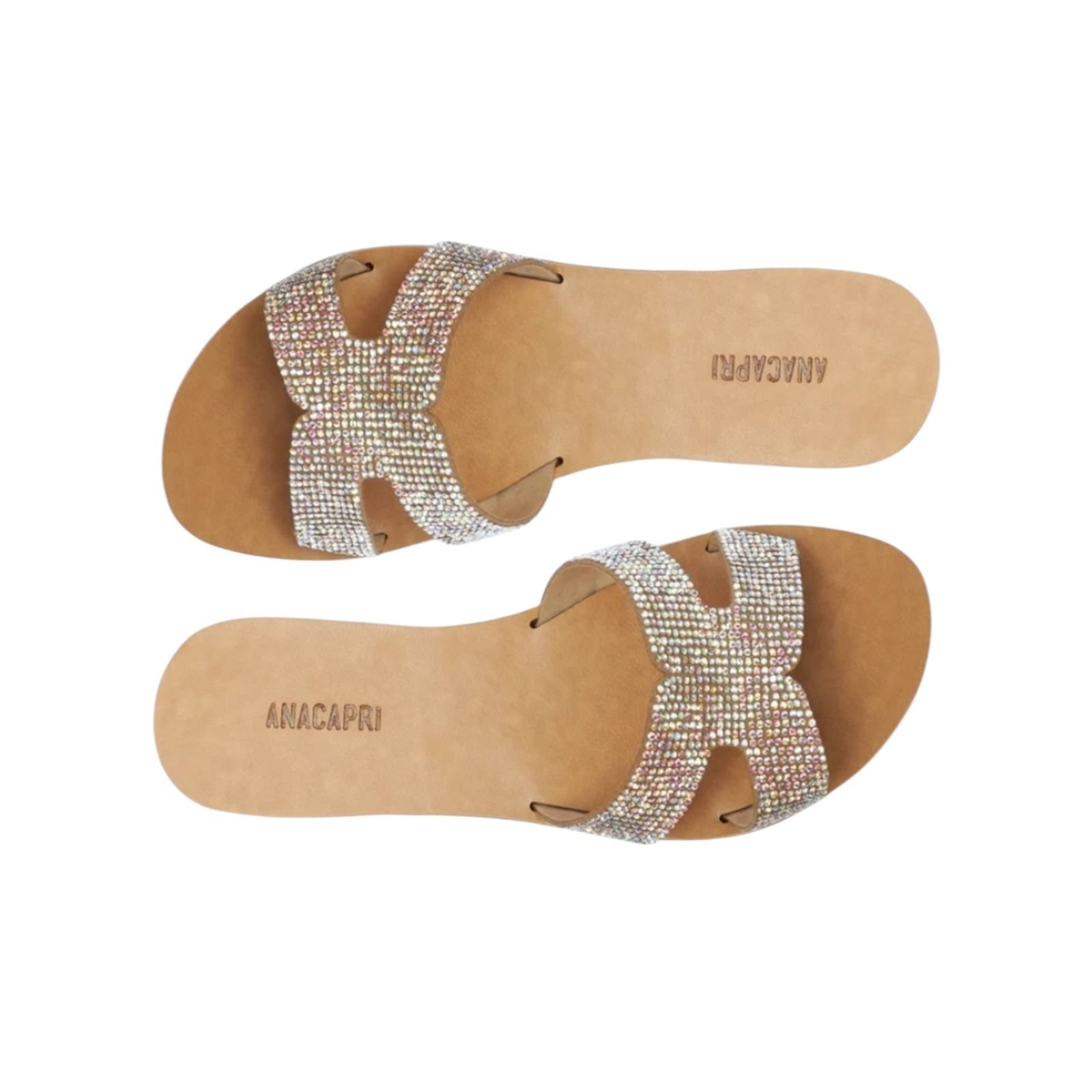 Sandália Rasteira Strass Anacapri Feminino Rosado Rose Gold 4