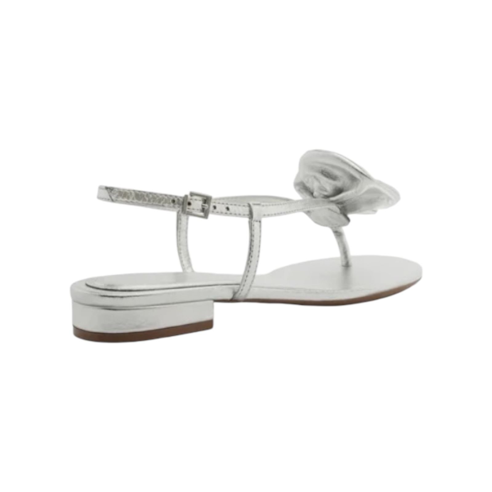 Sandália Salto Baixo Slim Flor Arezzo Feminino Prata Prata 3