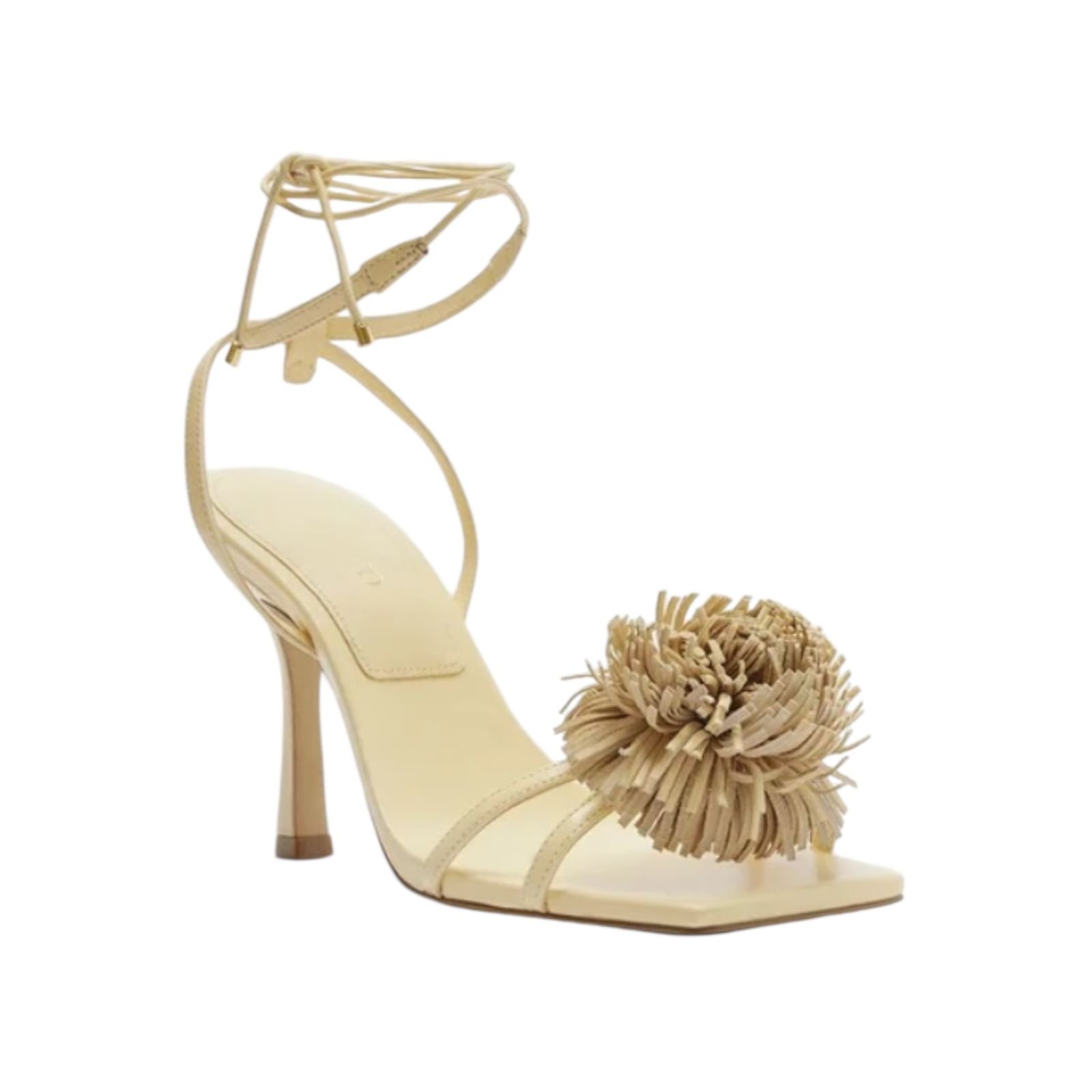 Sandália Feminina Arezzo Salto Fino Amarração Pompom Amarelo Amarelo 2