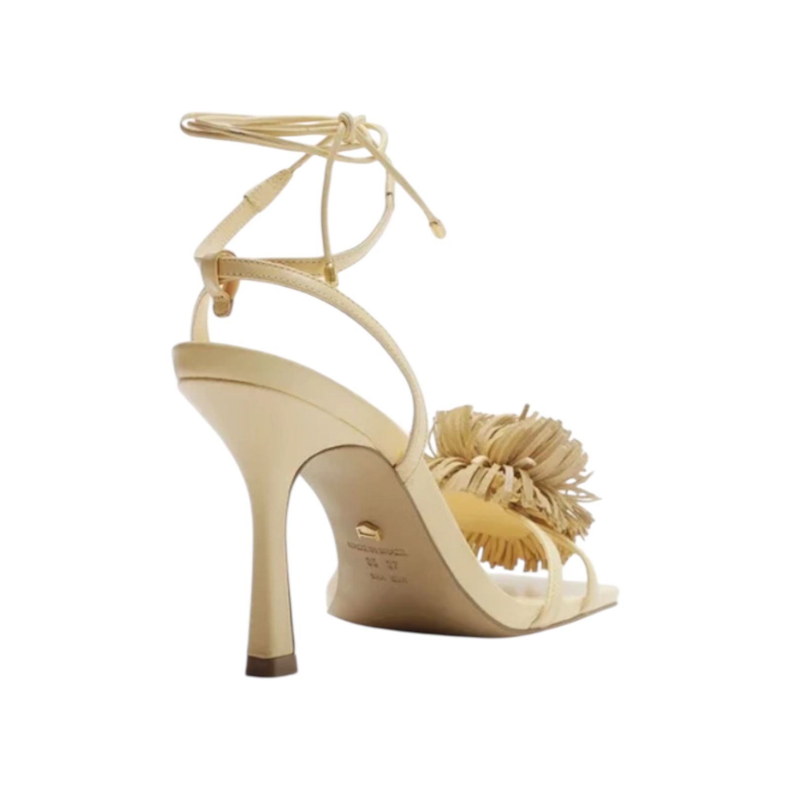 Sandália Feminina Arezzo Salto Fino Amarração Pompom Amarelo Amarelo 3