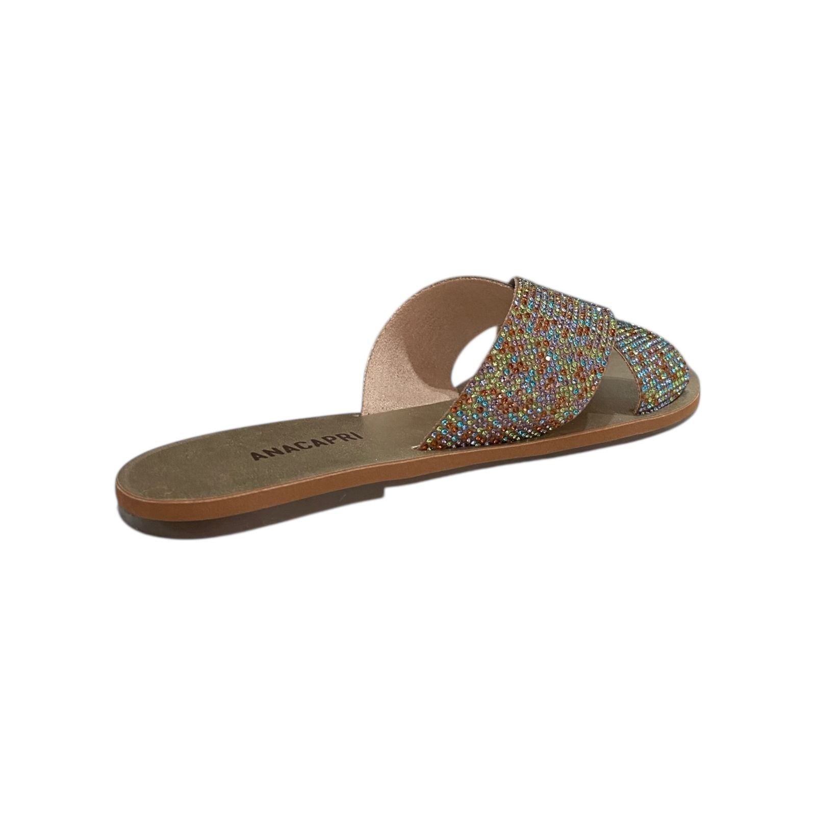 Sandalia Rasteira Camurca Brilhosa Multicolor Anacapri Feminino Verde Multicores 3