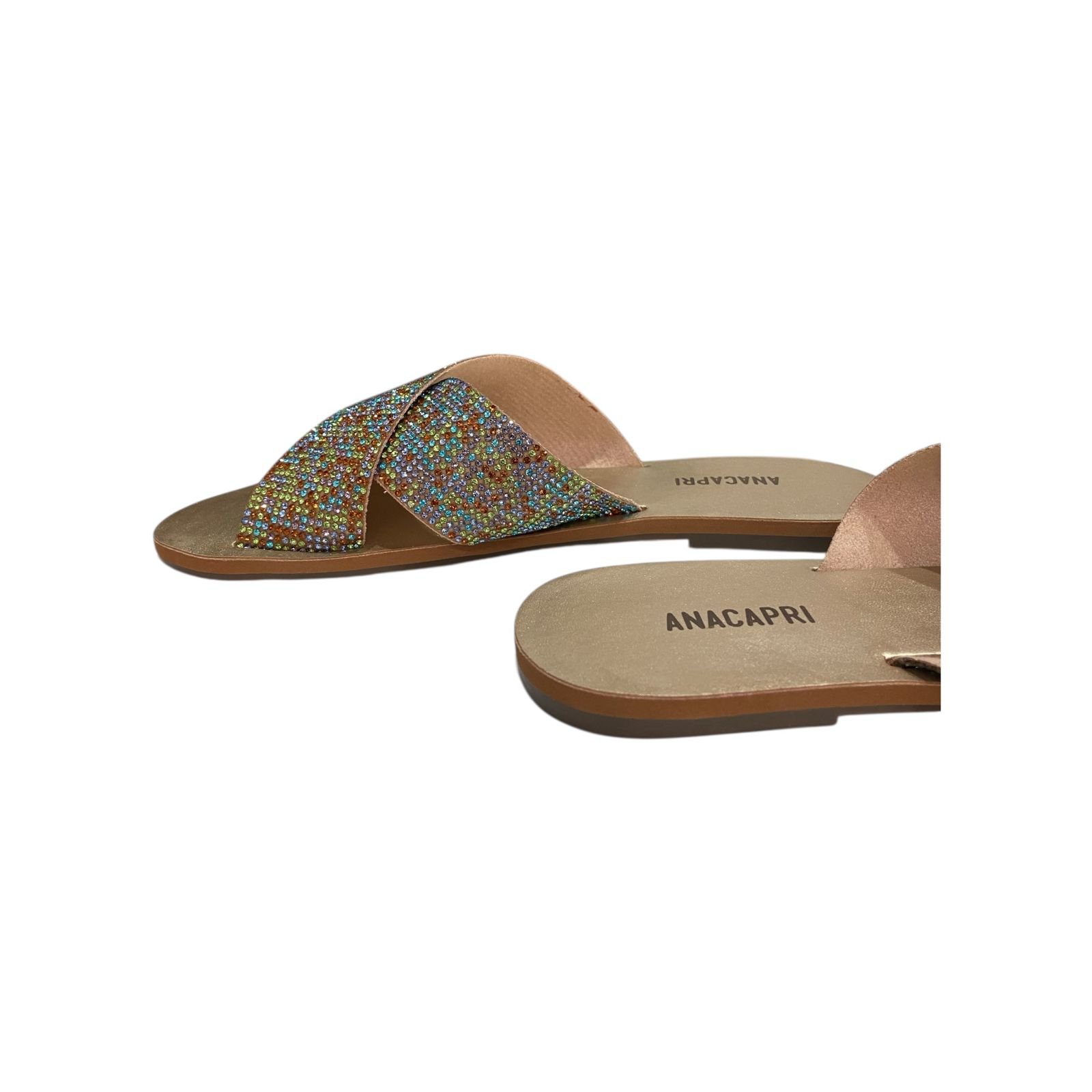 Sandalia Rasteira Camurca Brilhosa Multicolor Anacapri Feminino Verde Multicores 4