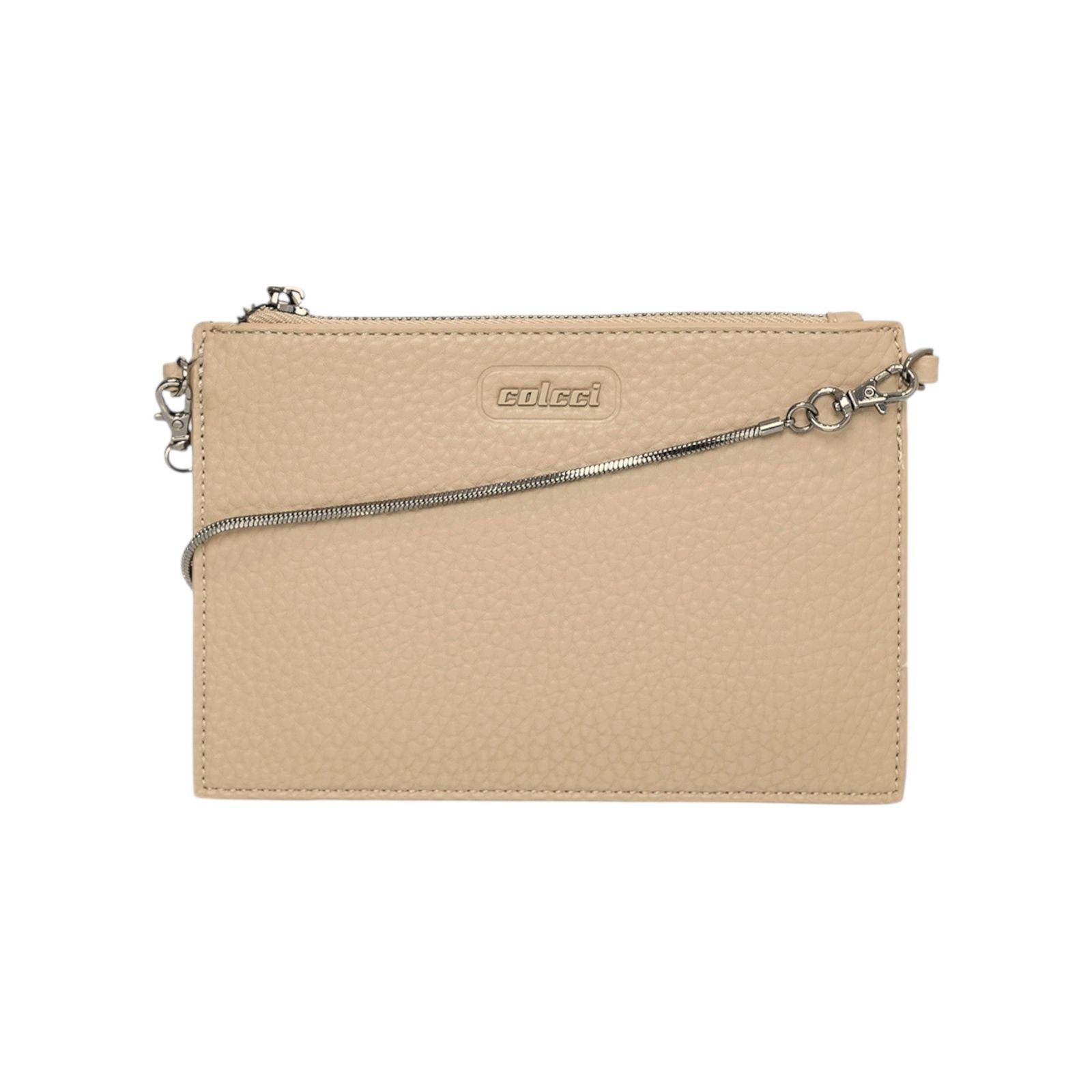 Bolsa Feminina Colcci Crossbody Flat Alça Corrente Pequena Bege