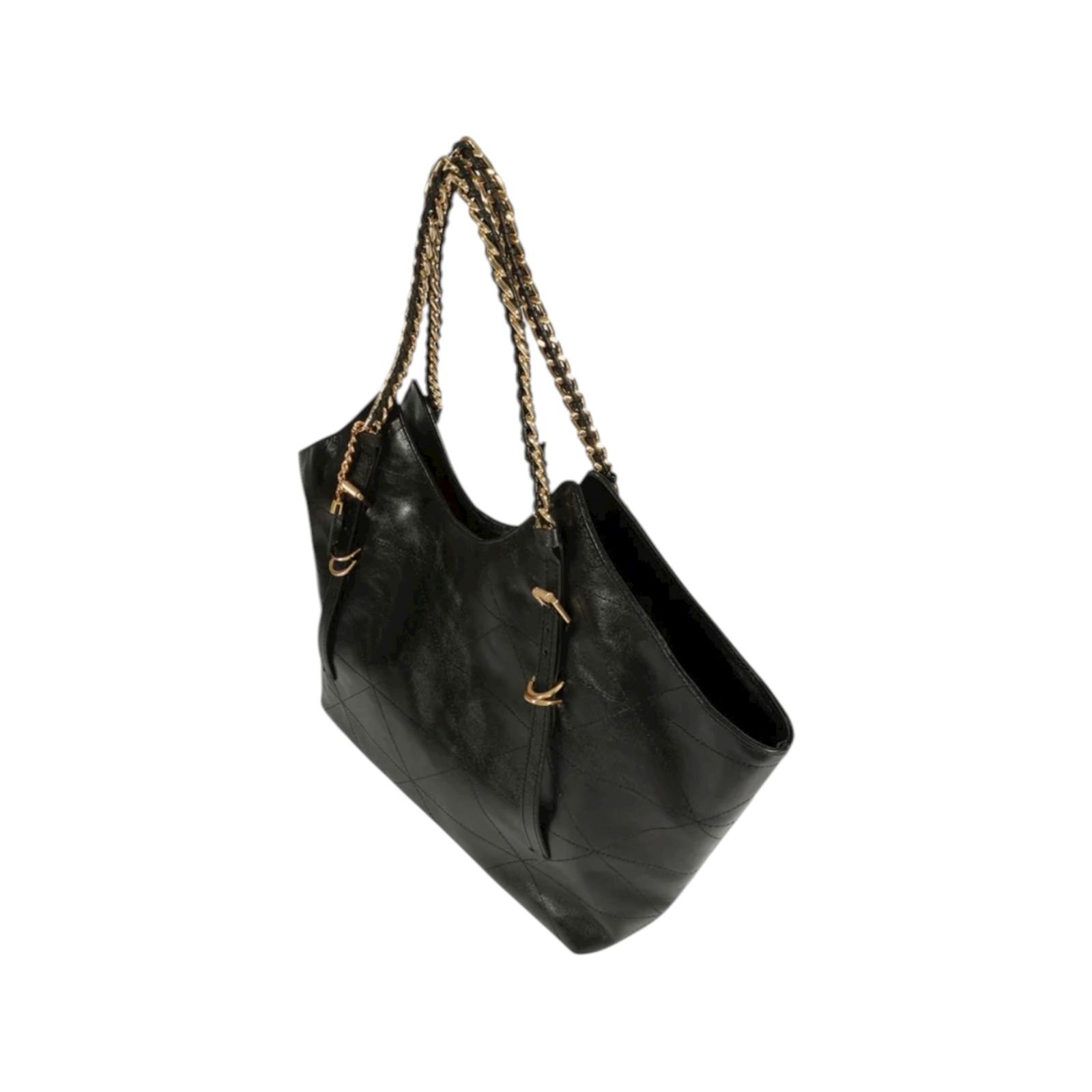 Bolsa Feminina Schutz Couro Shopping De Ombro Alça Corrente Grande Preta Preto 2