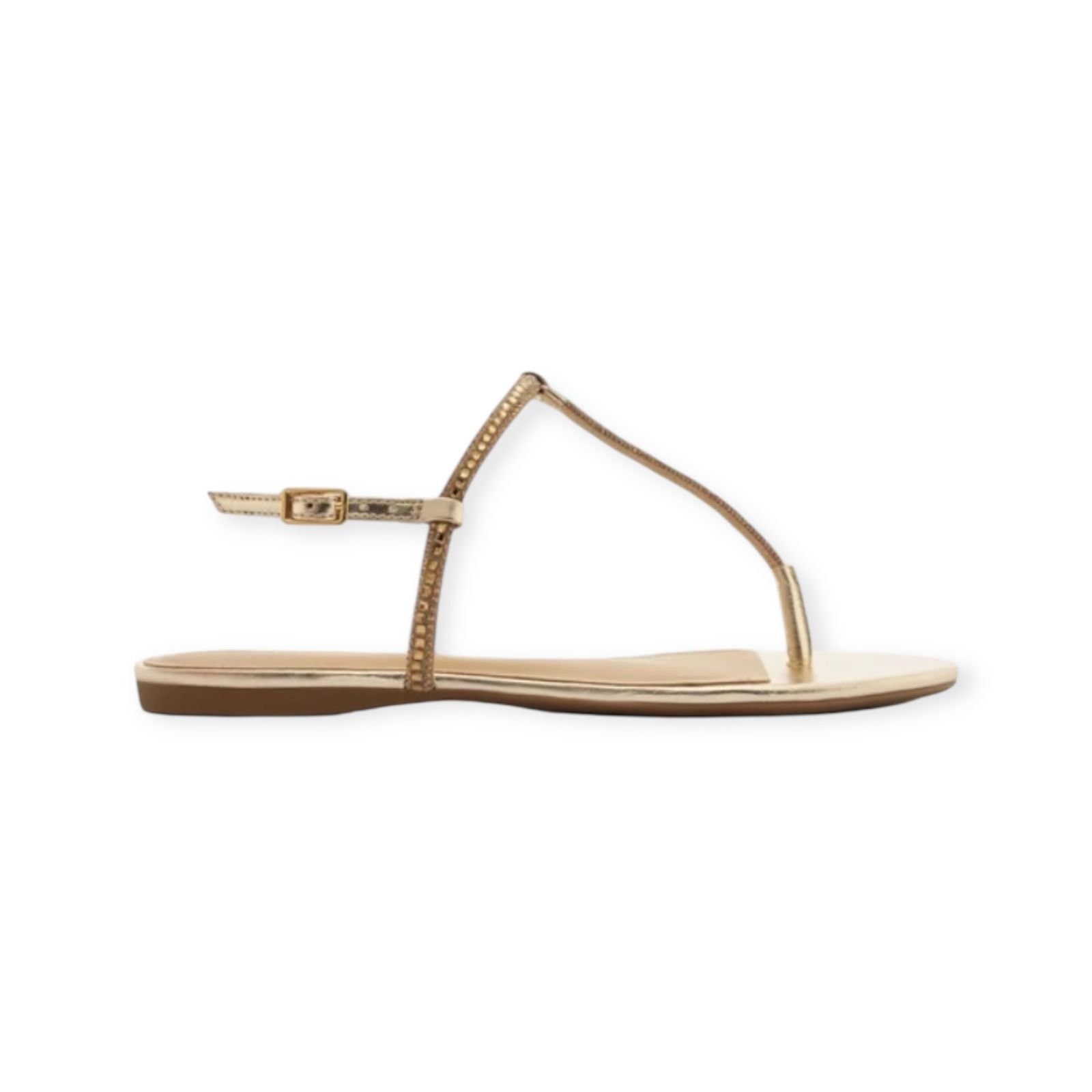 Sandália Rasteira Feminina Arezzo Strass Slim Dourado