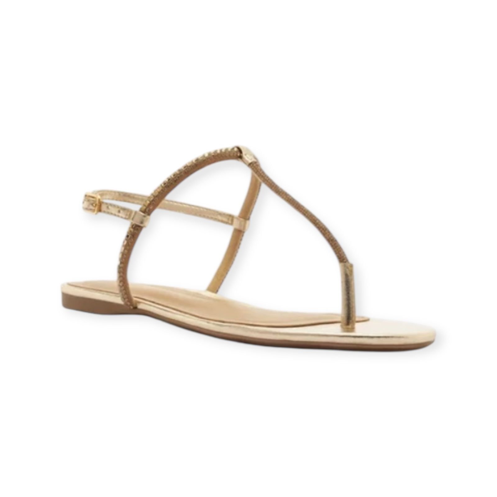 Sandália Rasteira Feminina Arezzo Strass Slim Dourado Dourado 2