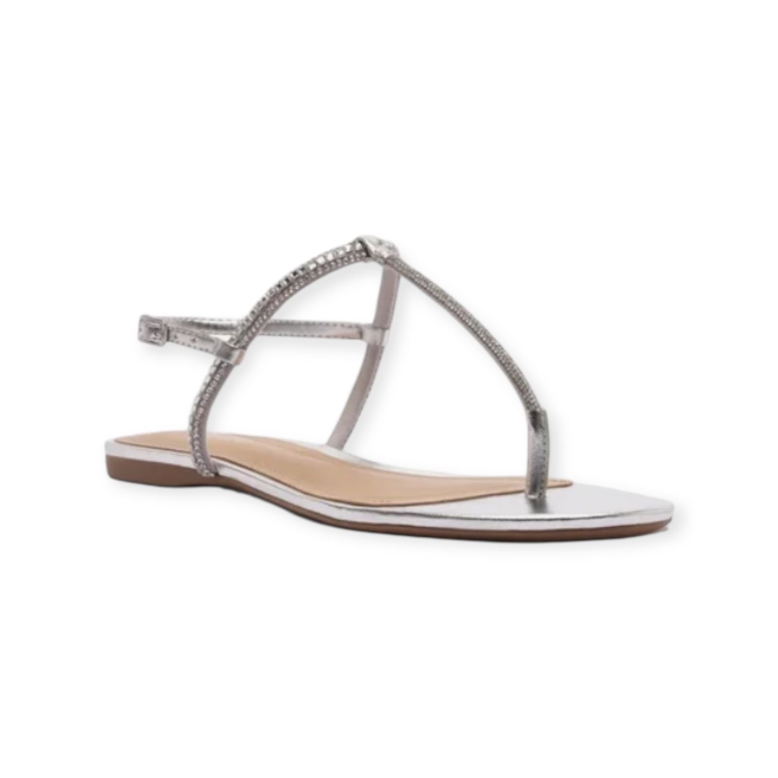 Sandália Rasteira Feminina Arezzo Strass Slim Prata Prata 2
