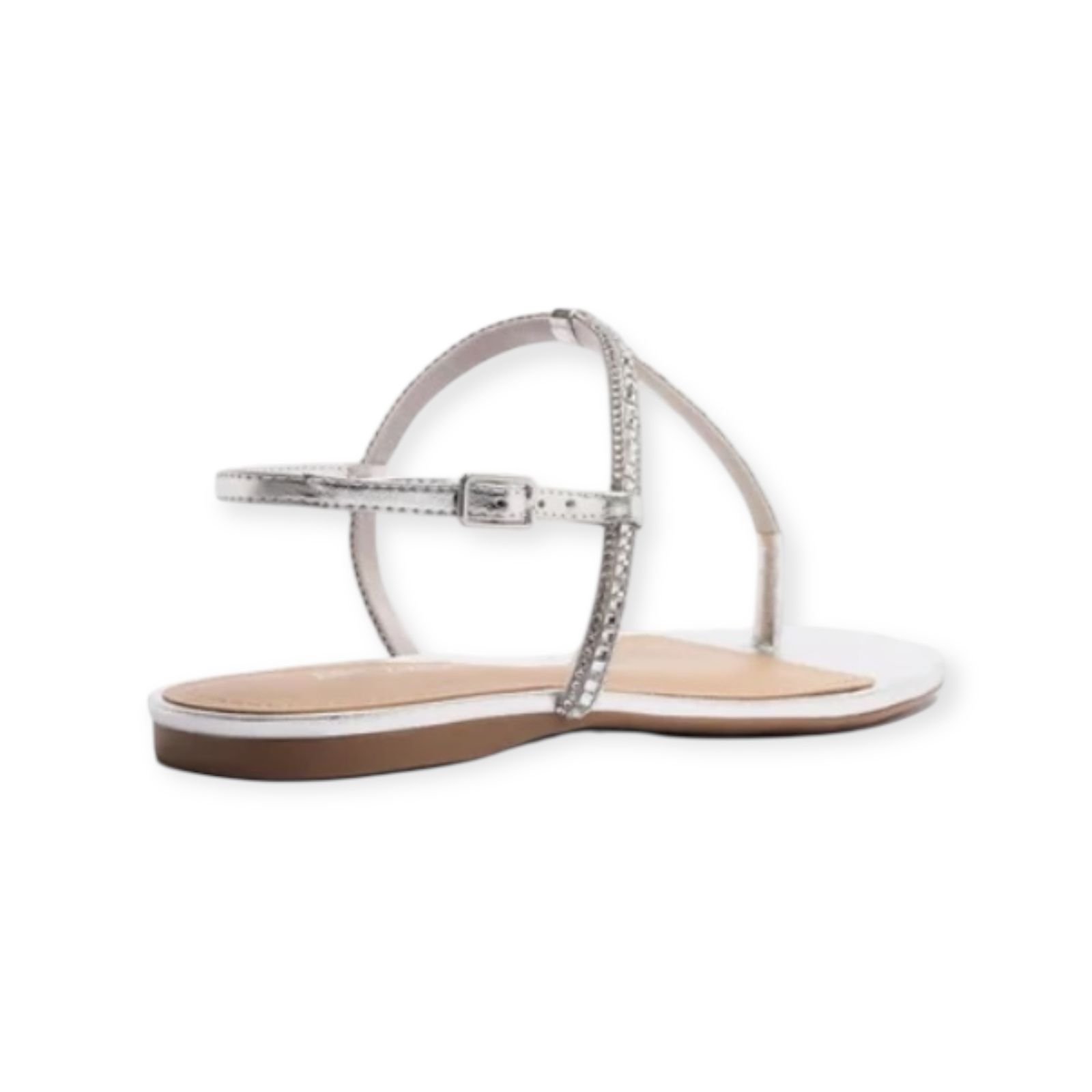 Sandália Rasteira Feminina Arezzo Strass Slim Prata Prata 5