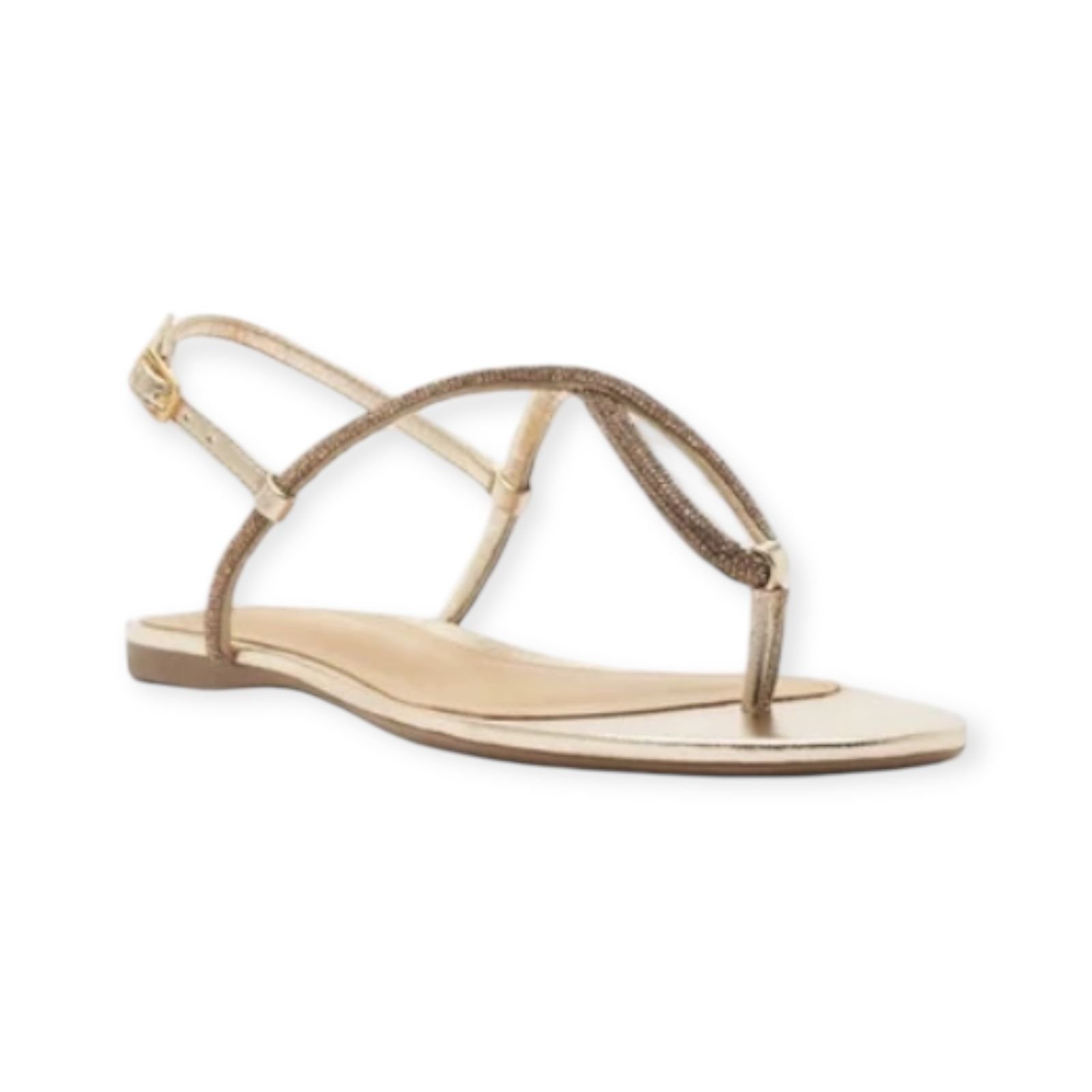 Sandália Rasteira Feminina Arezzo Strass Gota Dourado Dourado 2