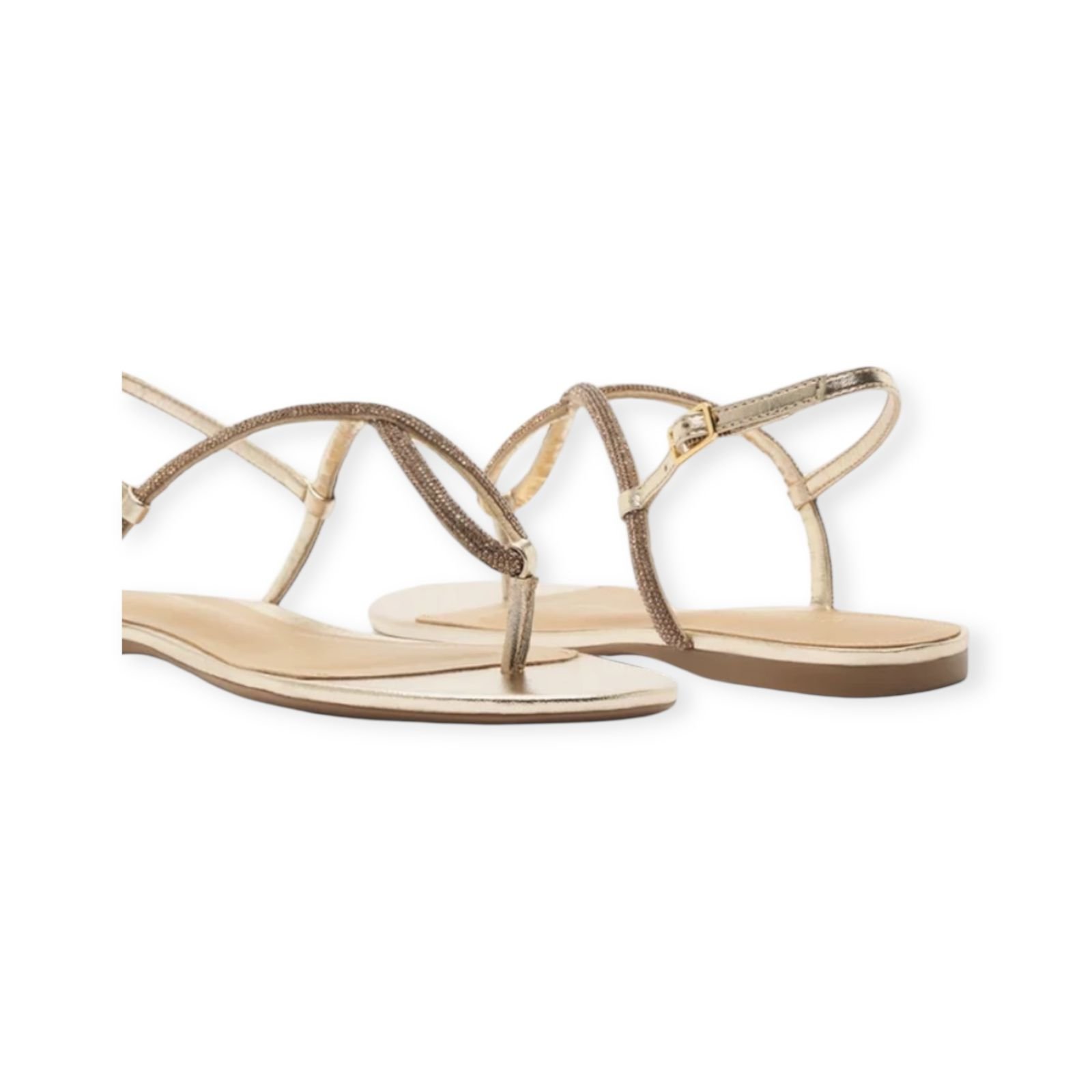 Sandália Rasteira Feminina Arezzo Strass Gota Dourado Dourado 3