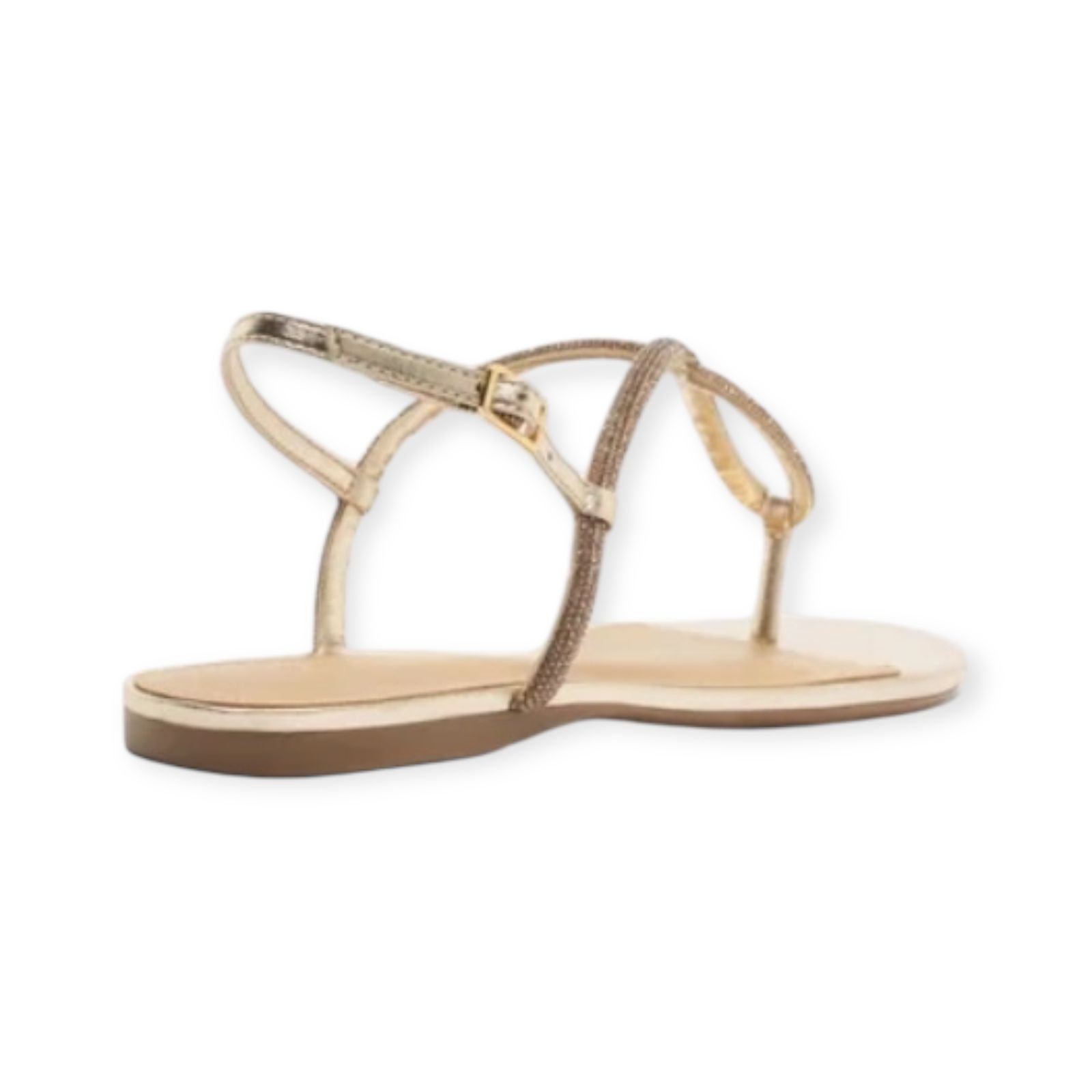 Sandália Rasteira Feminina Arezzo Strass Gota Dourado Dourado 5