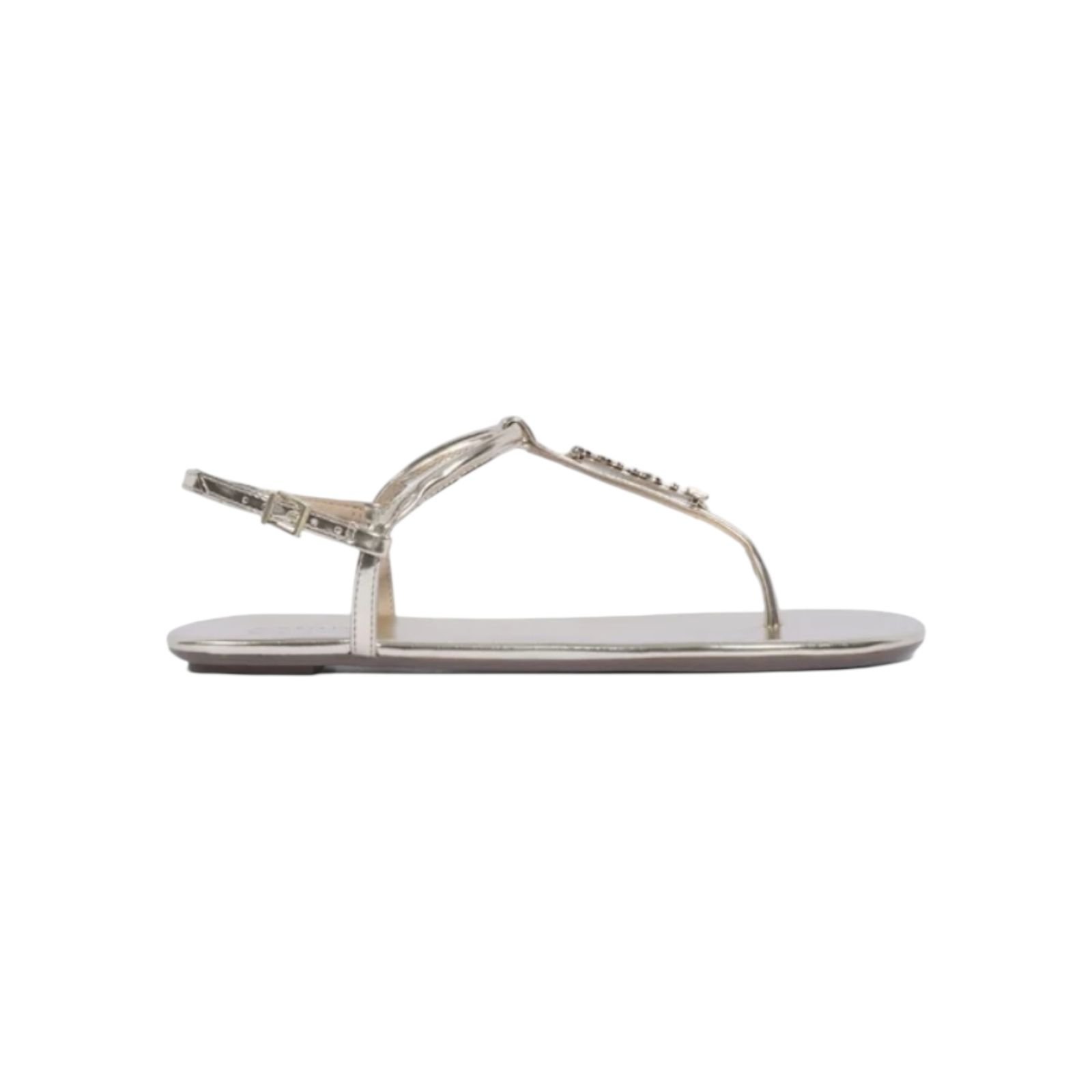 Sandália Rasteira Feminina Schutz Crystal Tiras Dourada