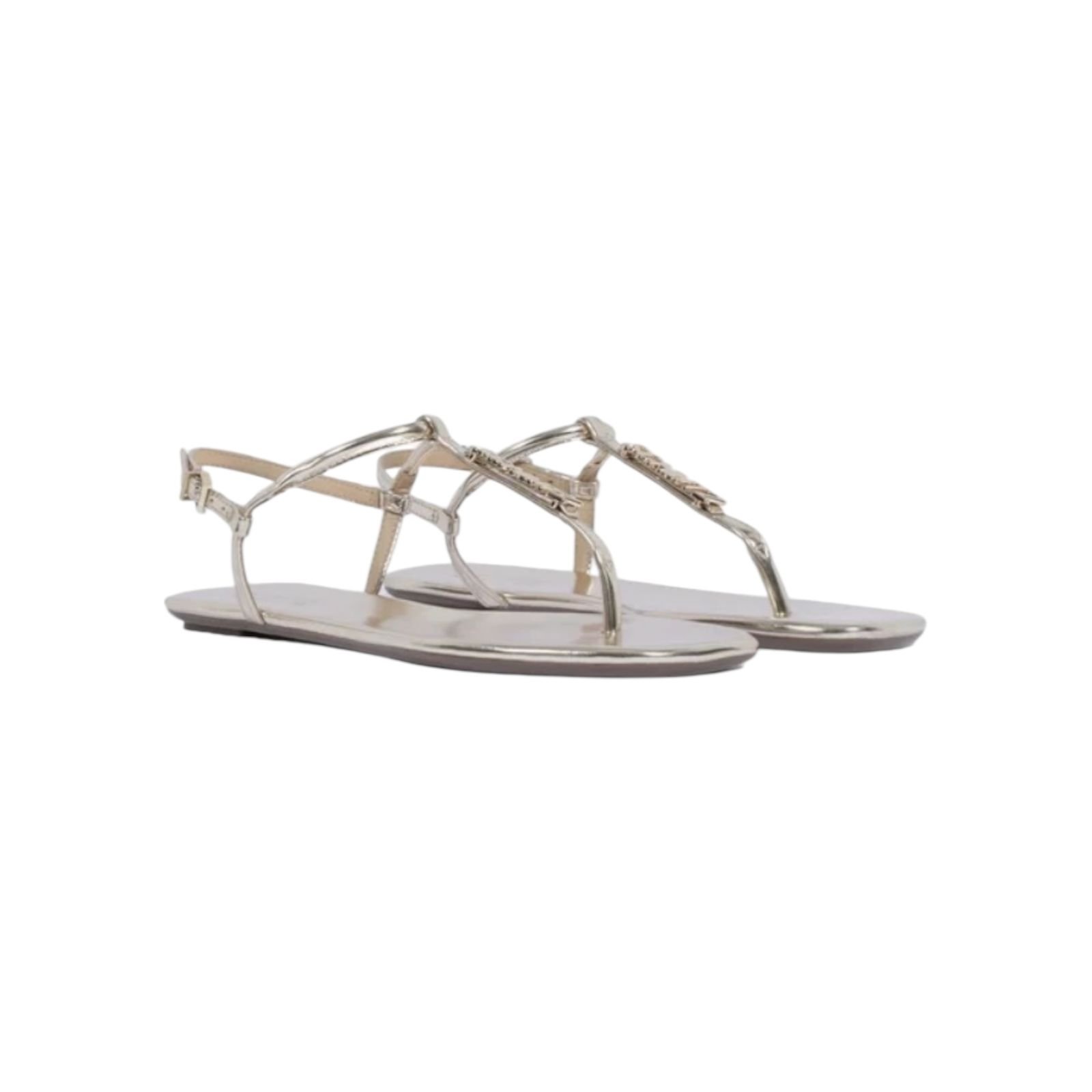 Sandália Rasteira Feminina Schutz Crystal Tiras Dourada Dourado 2