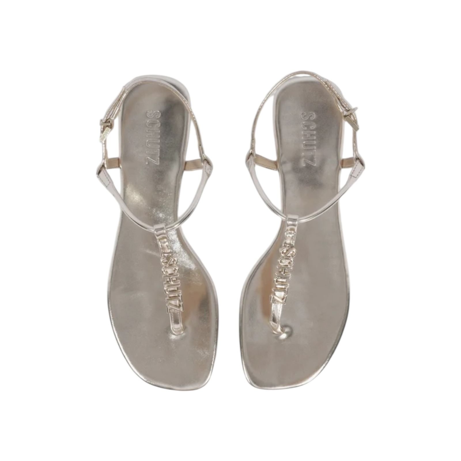 Sandália Rasteira Feminina Schutz Crystal Tiras Dourada Dourado 3