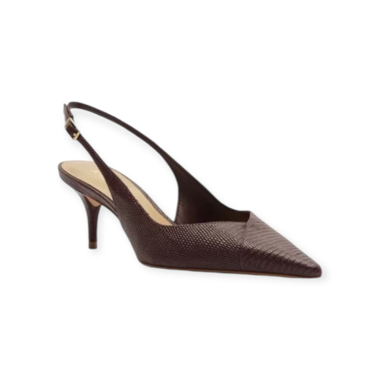 Scarpin Feminino Arezzo Lizard Kitten Slingback Salto Medio Vinho Vinho 2