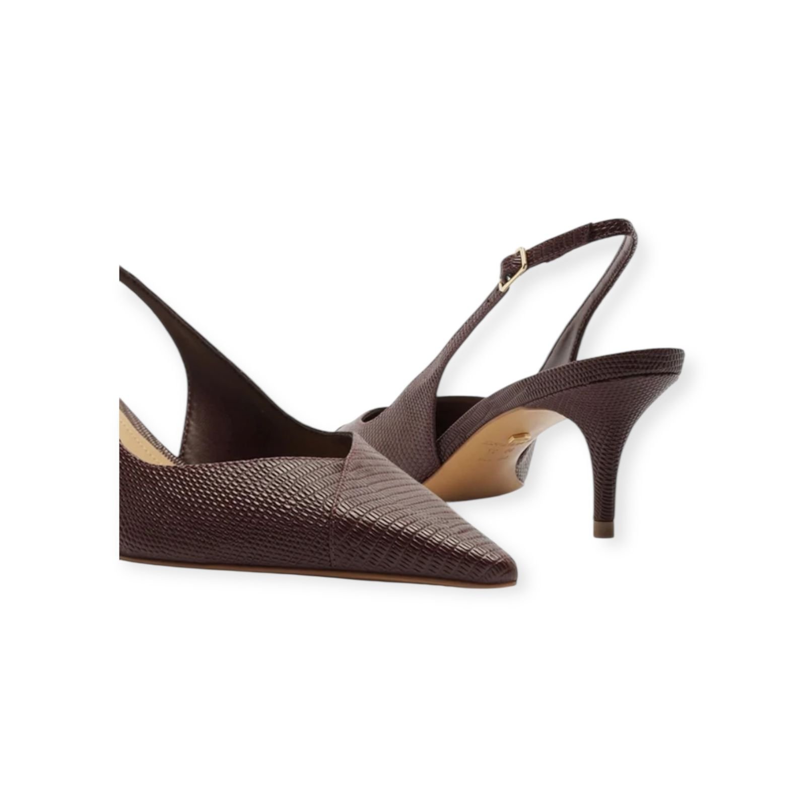 Scarpin Feminino Arezzo Lizard Kitten Slingback Salto Medio Vinho Vinho 5