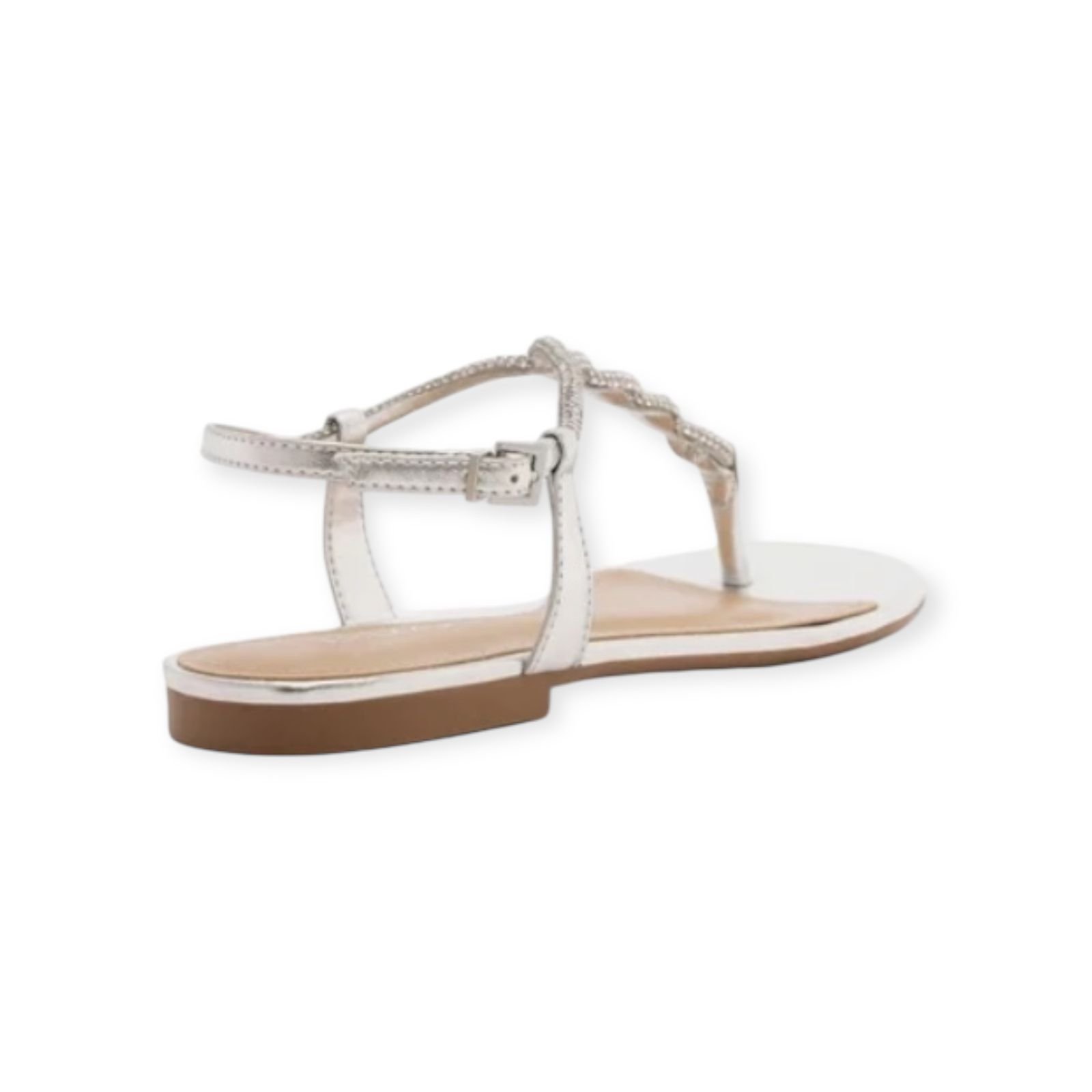 Sandália Rasteira Feminina Arezzo Slim Pedraria Strass Prata Prata 5