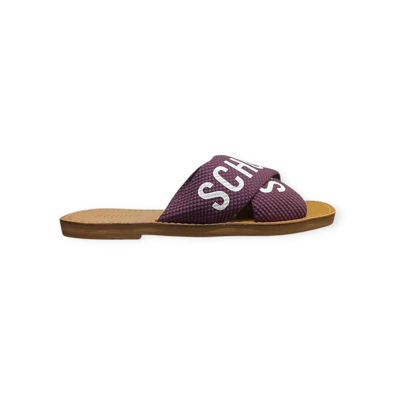 Sandalia Rasteira Feminina Schutz Logo De X Roxa