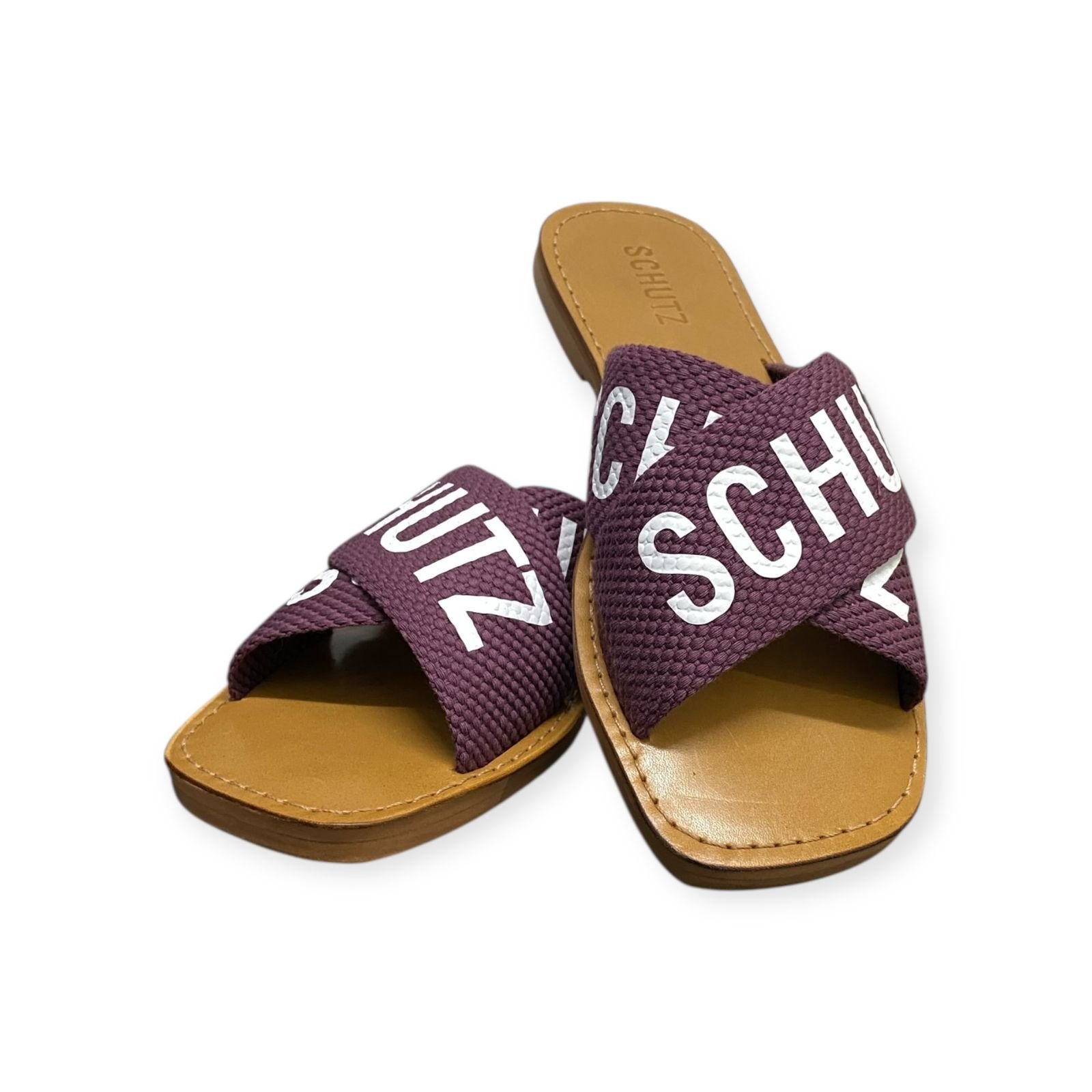 Sandalia Rasteira Feminina Schutz Logo De X Roxa Roxo 4