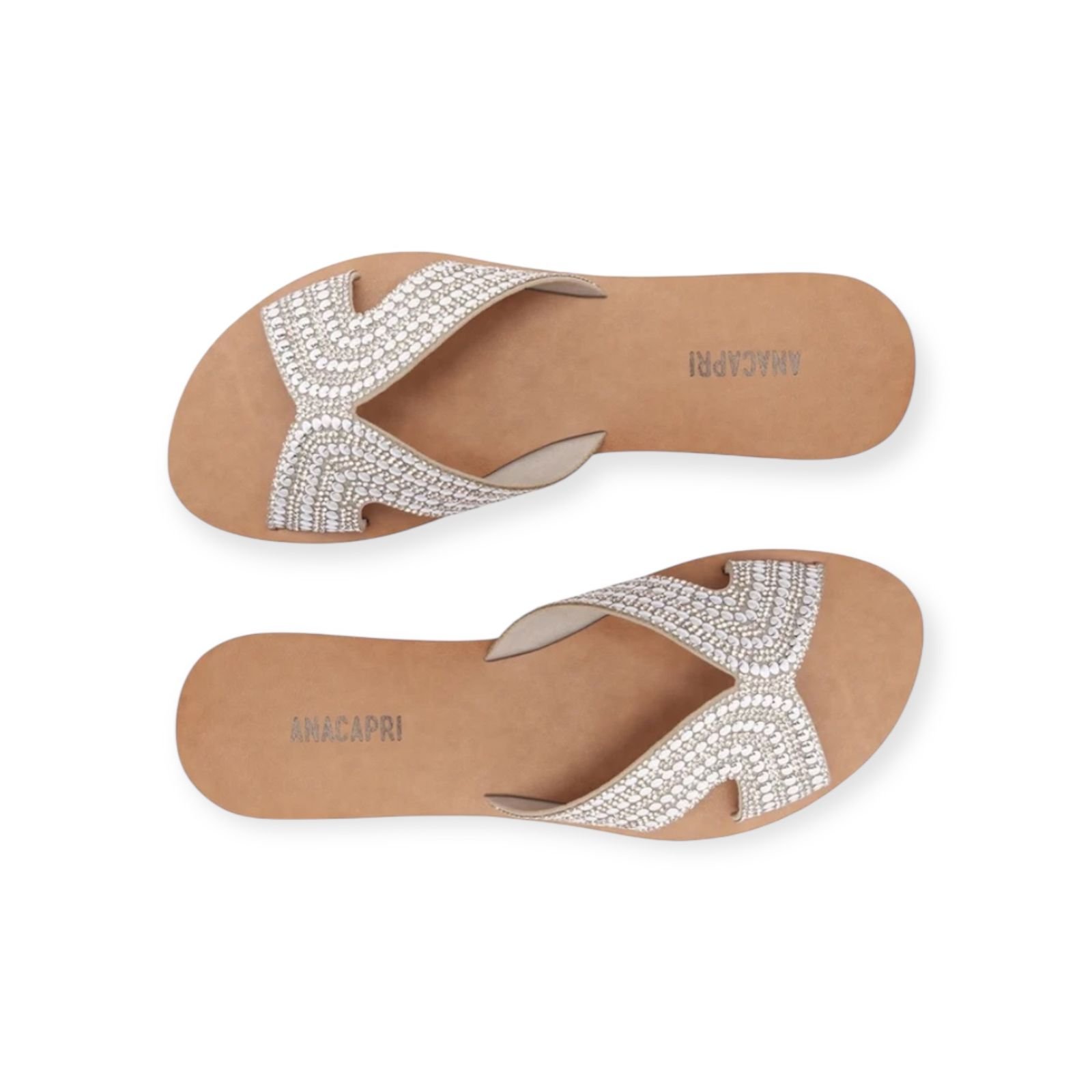 Sandália Rasteira Feminina Anacapri Glam Strass Prata Prata 4