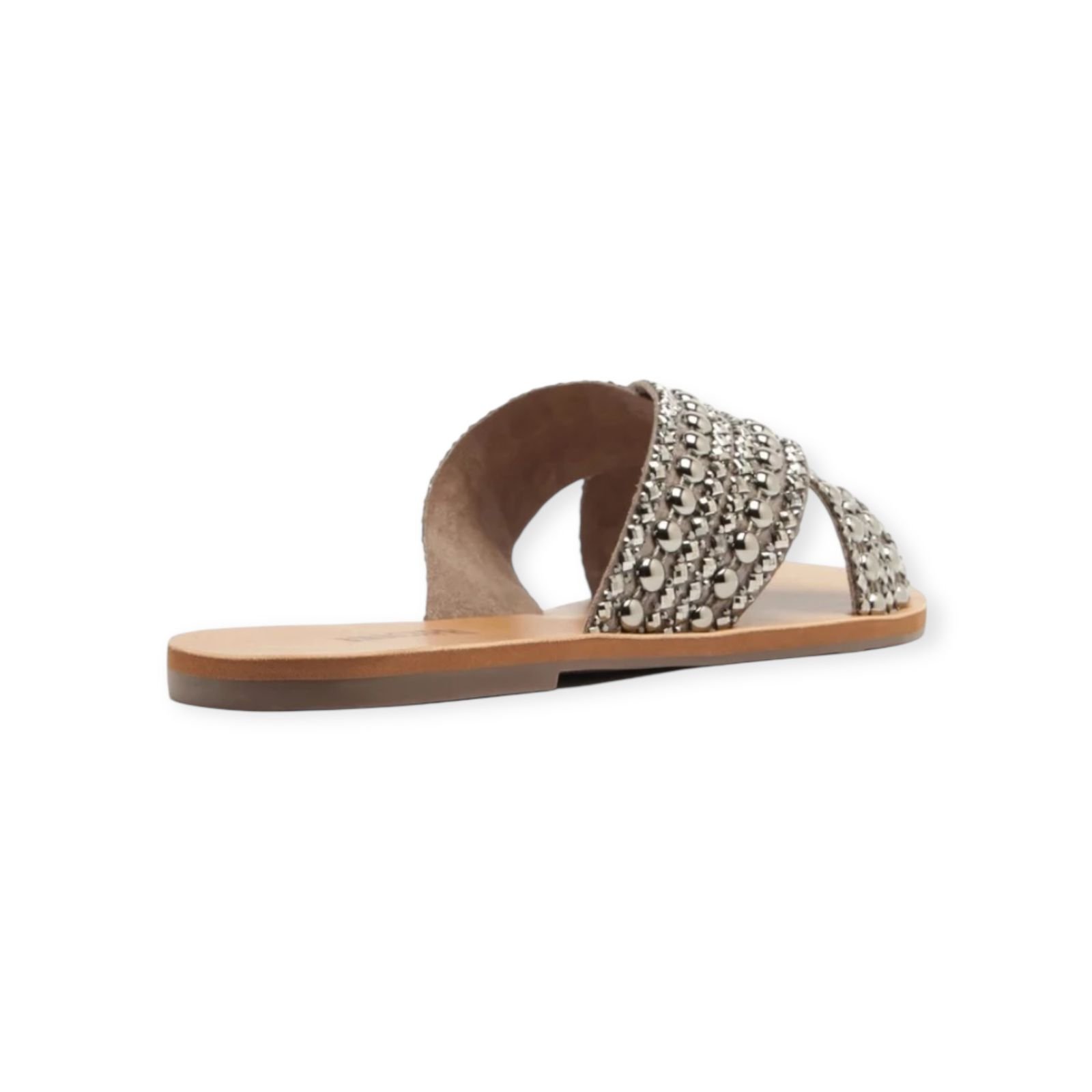 Sandália Rasteira Feminina Anacapri Tiras Cruzadas Pedrarias Prata Prata 3