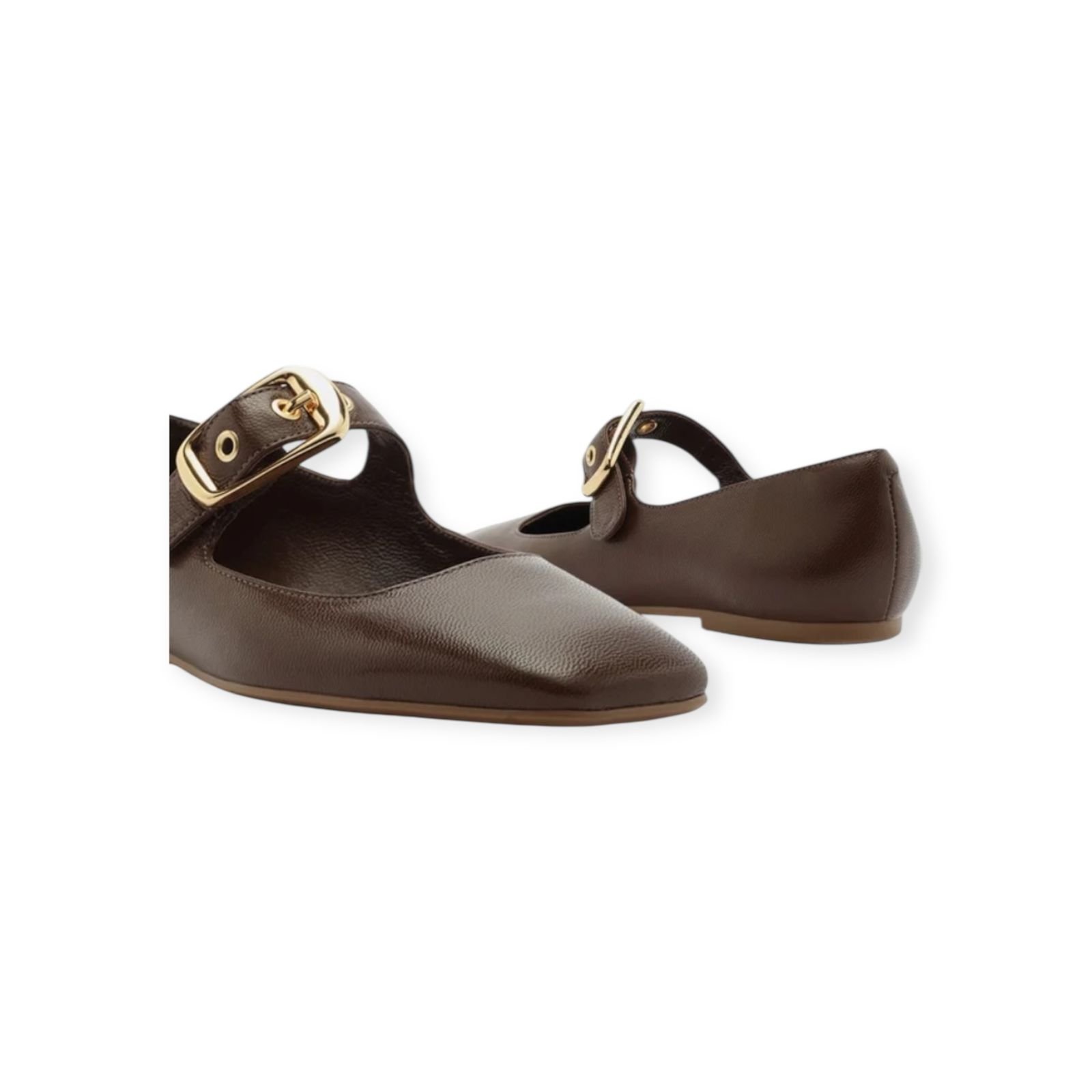 Sapatilha Feminina Arezzo Couro Bico Quadrado Fivela Marrom Marrom 4