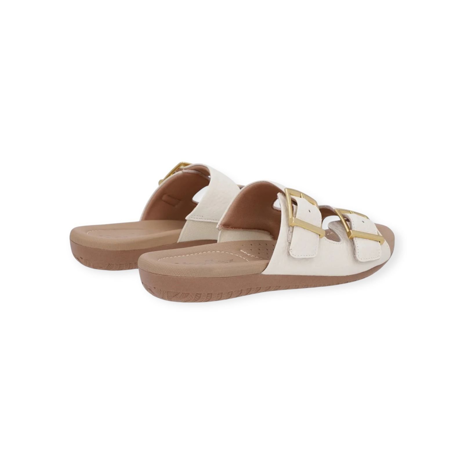 Tamanco Rasteiro Feminino Usaflex Couro Detalhe Fivela Branco Branco 3