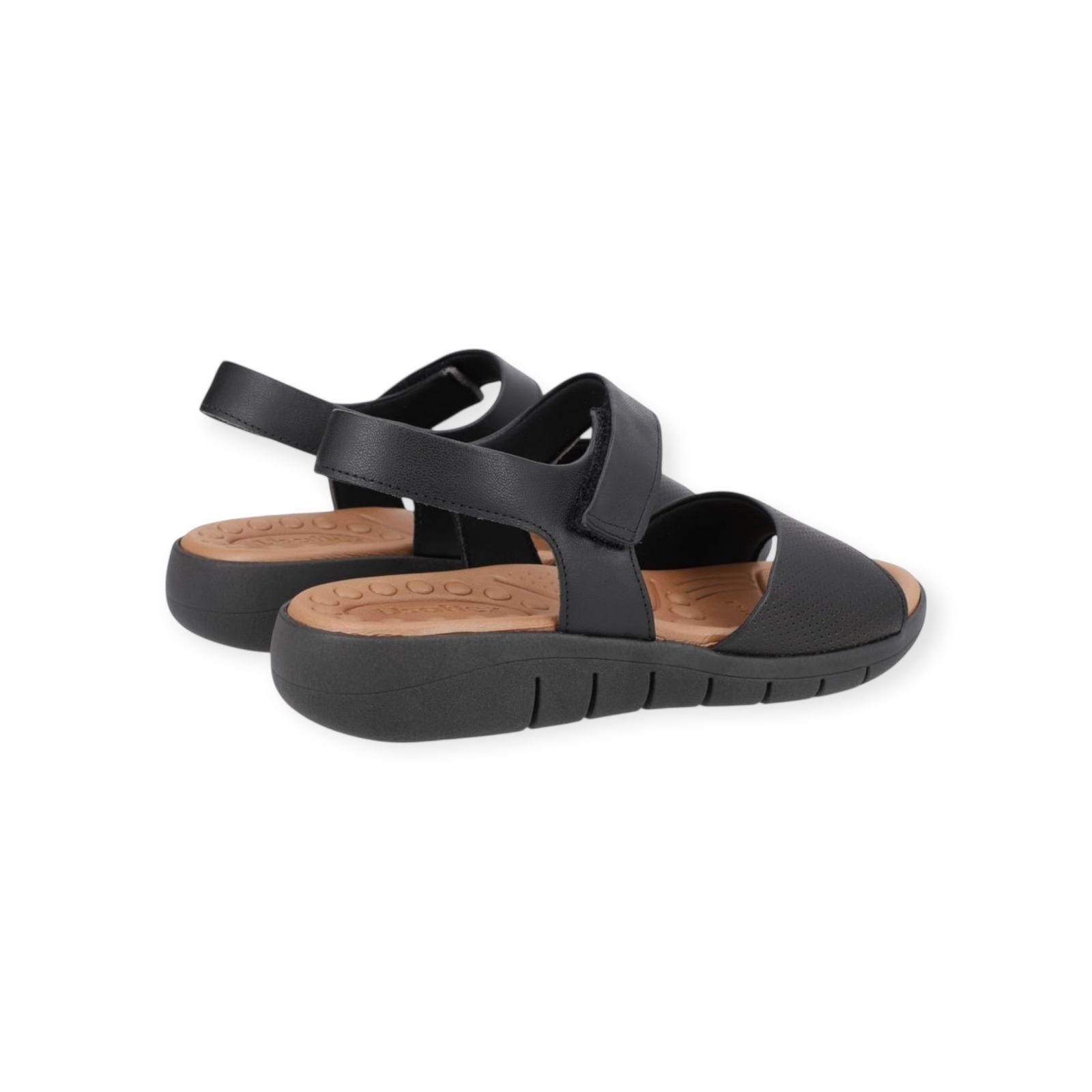 Sandalia Feminina Usaflex Couro Plataforma Tira Fecho Flex Preta Preto 3