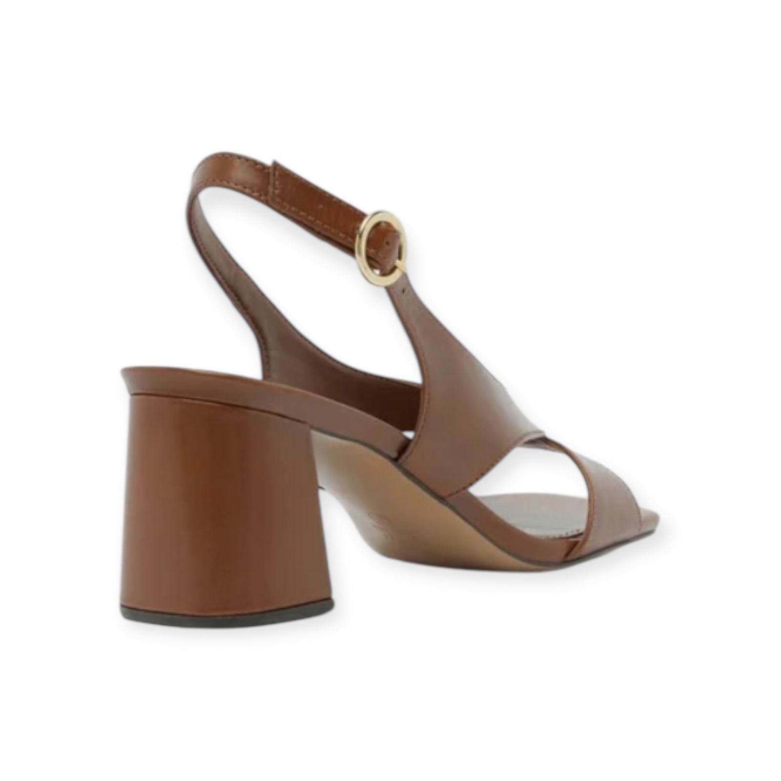 Sandália Feminina Arezzo Couro Slingback Tiras Salto Bloco Caramelo Caramelo 5