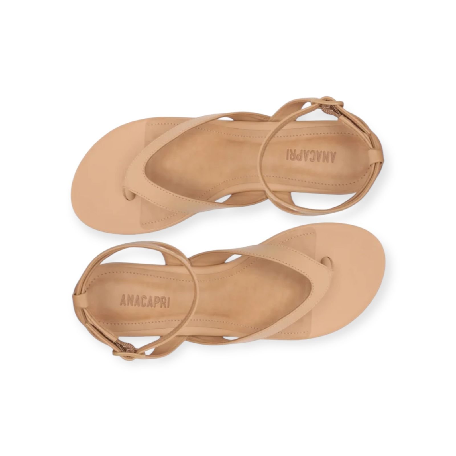 Sandália Feminina Anacapri De Dedo Salto Bloco Baixo Bege Bege 4