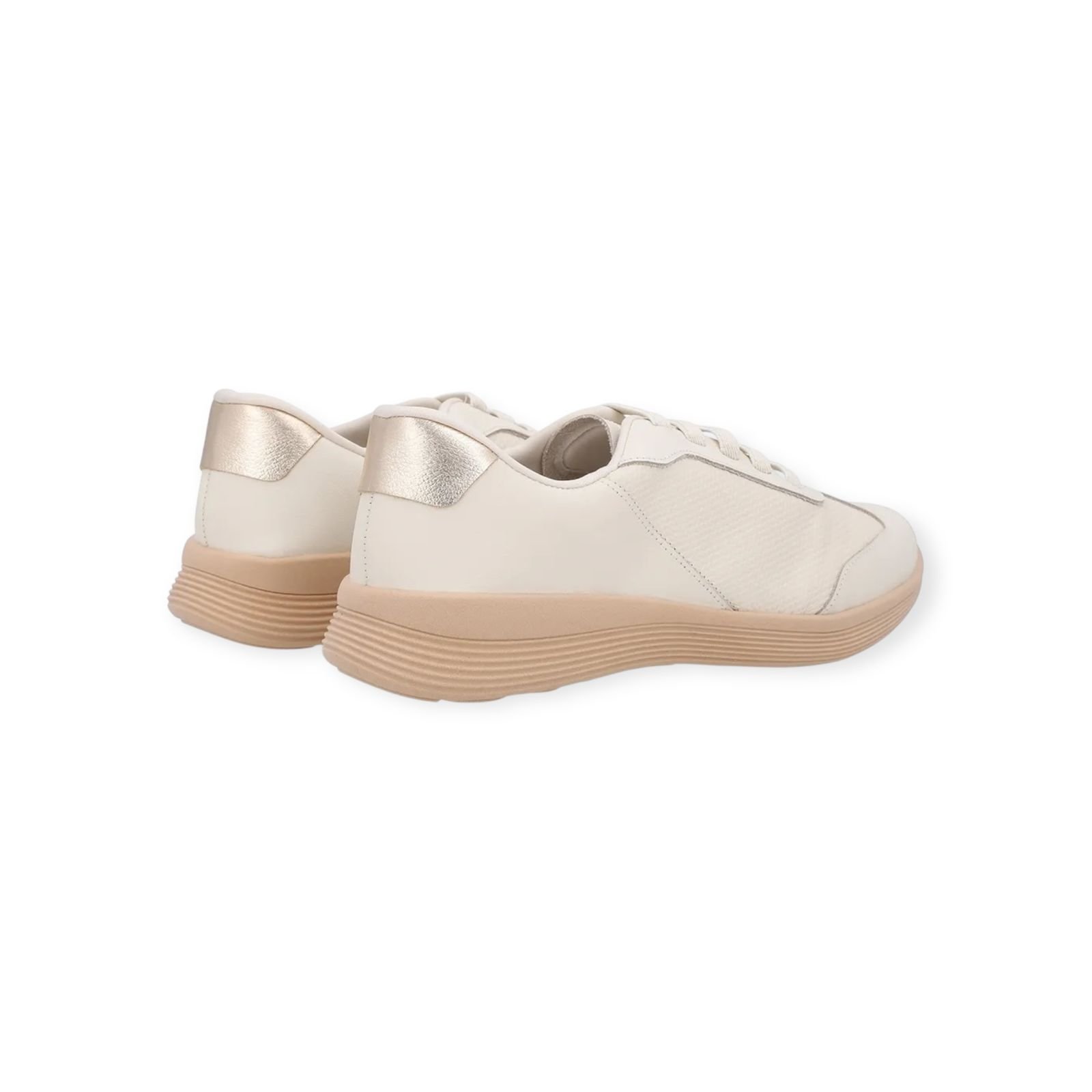 Tênis Feminino Usaflex Couro Cadarço Elástico Básico Creme Creme 3